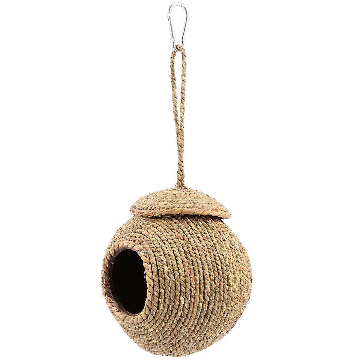 Seagrass Hideaway For Parrots Woven Nest Dark Green 15x15x15cm Office Use 1PC