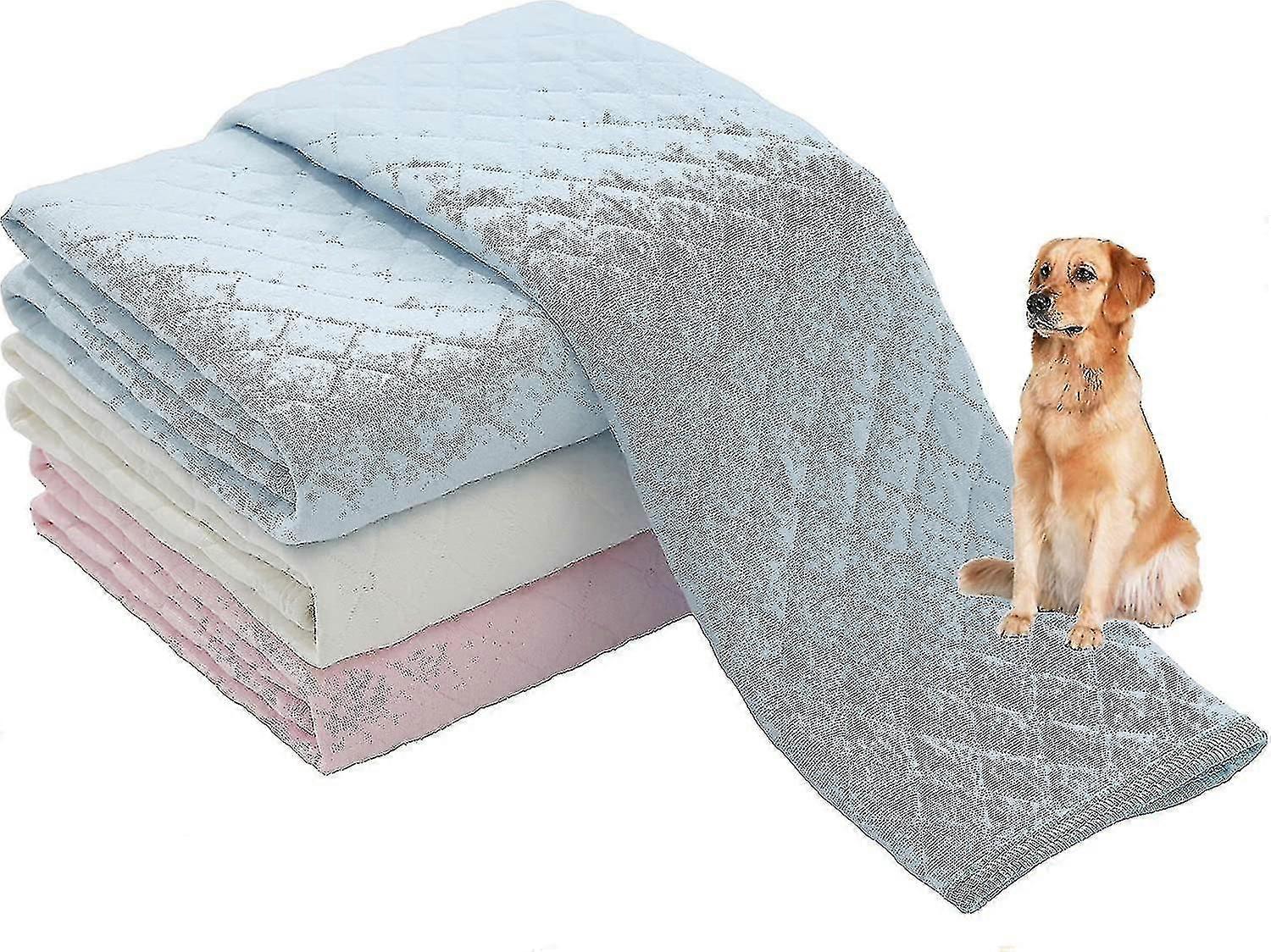 Washable Reusable Pee Pads For Dogs | 2-pack Blue, Pink | 100% Waterproof & Extra Absorbent | Large Non-slip Puppy Pads | Pet
