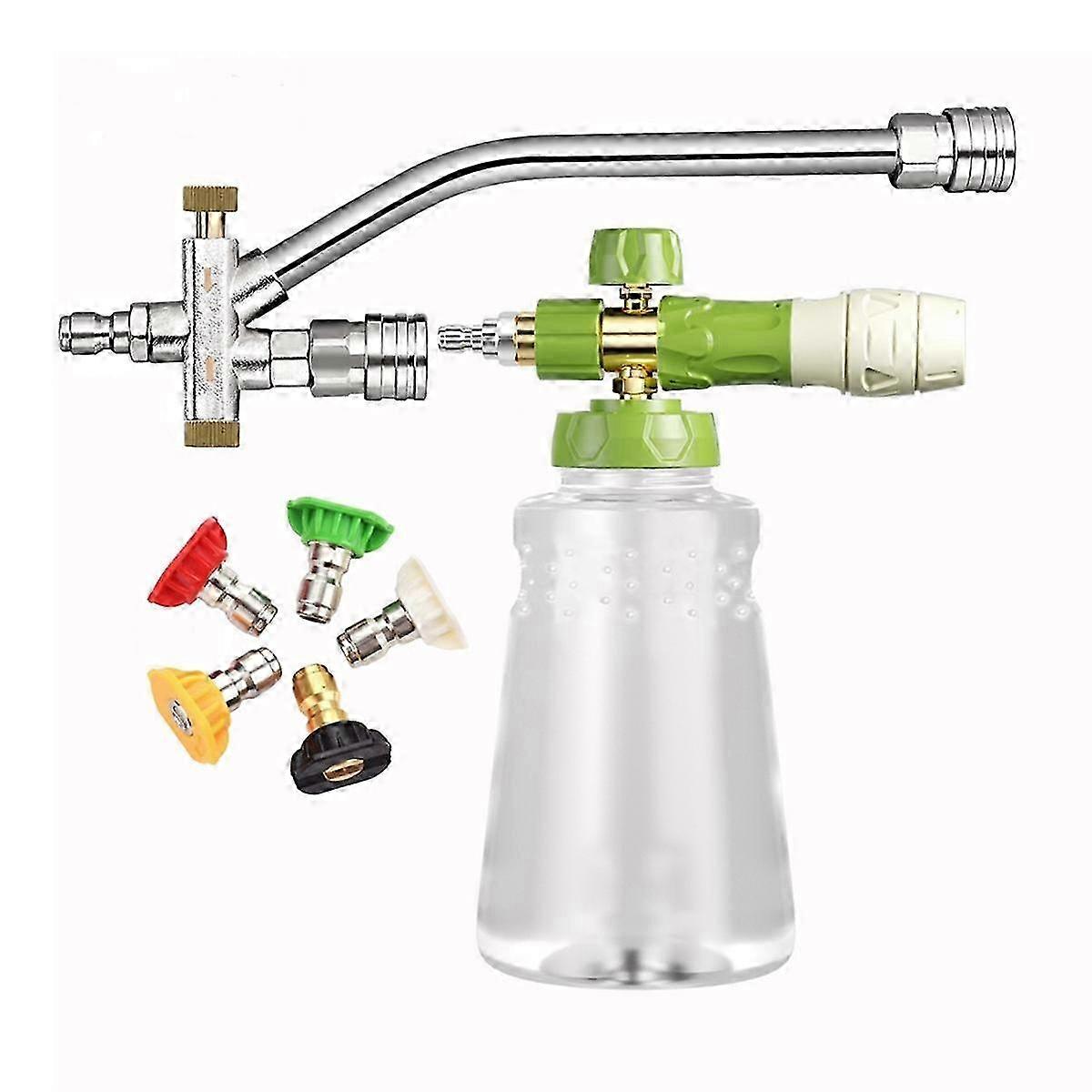 Foam Cannon with 5 Pressure Washer Nozzles, Dual Connector Accessory, 1/4 Inch Quick Connect B