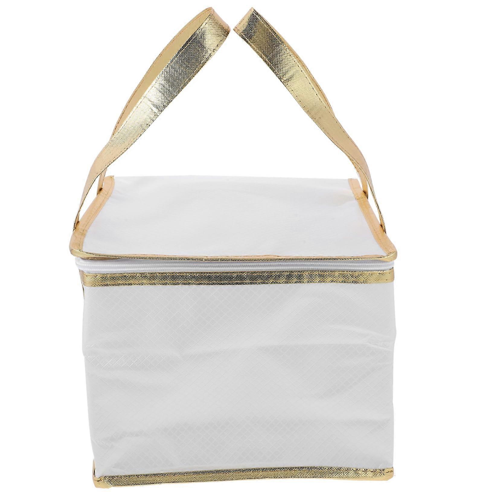Insulated Cooler Bag for Cakes Carry Bag with for Picnic Cake Delivery and Food Transport Reusable and Practical, White, Modern