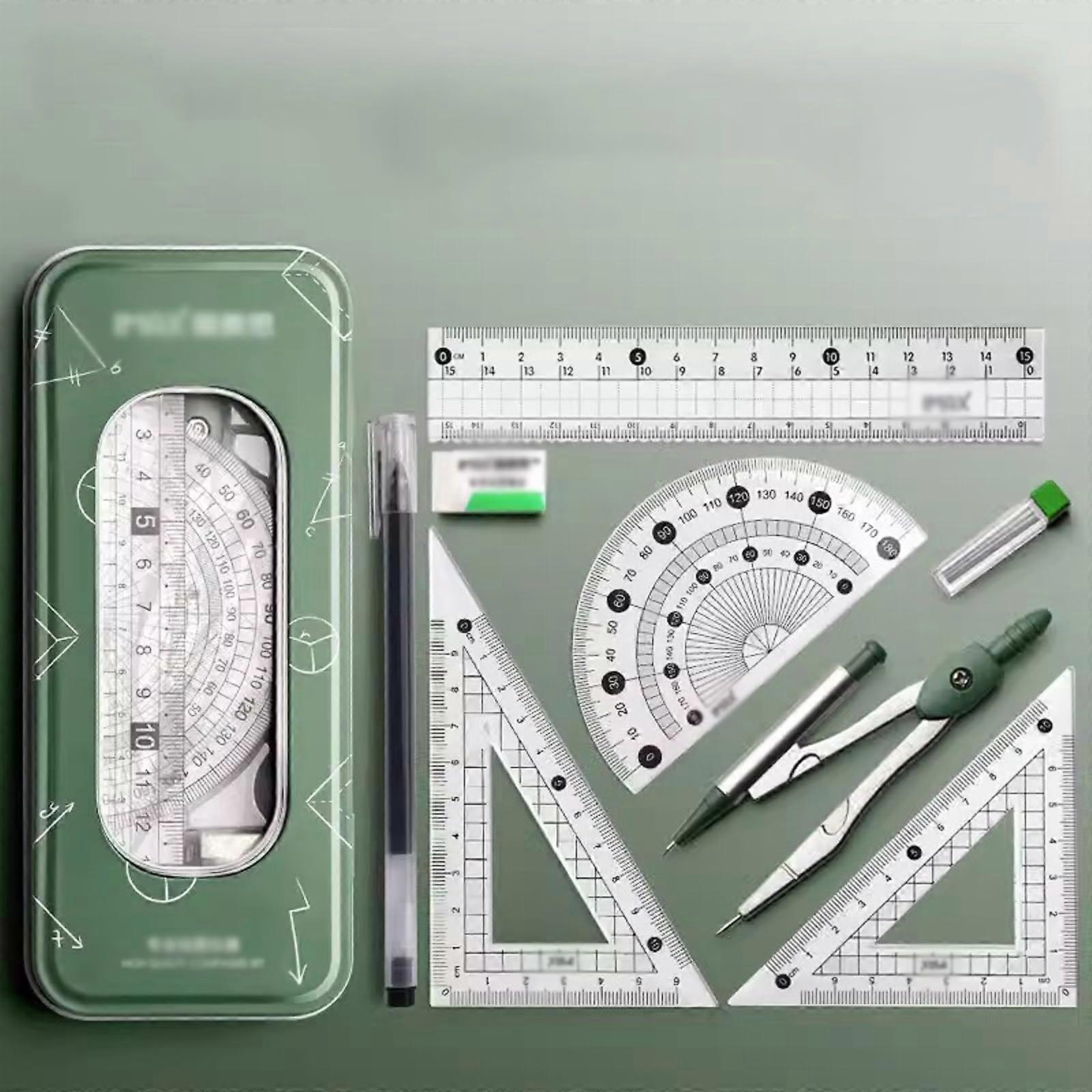 School Compass Math Geometry Kit Set, 8 Pieces with Storage Box
