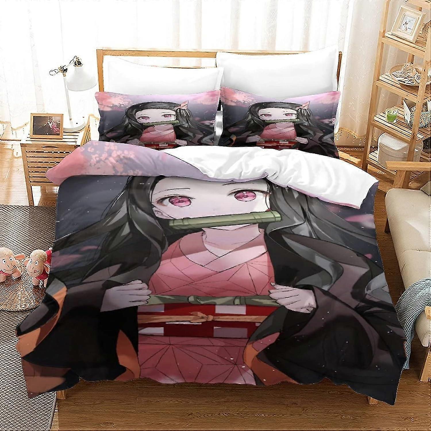 Conjunto de cama com capa de edredão impresso em 3D com zíper 3 peças macias e fáceis de cuidar para crianças e adultos