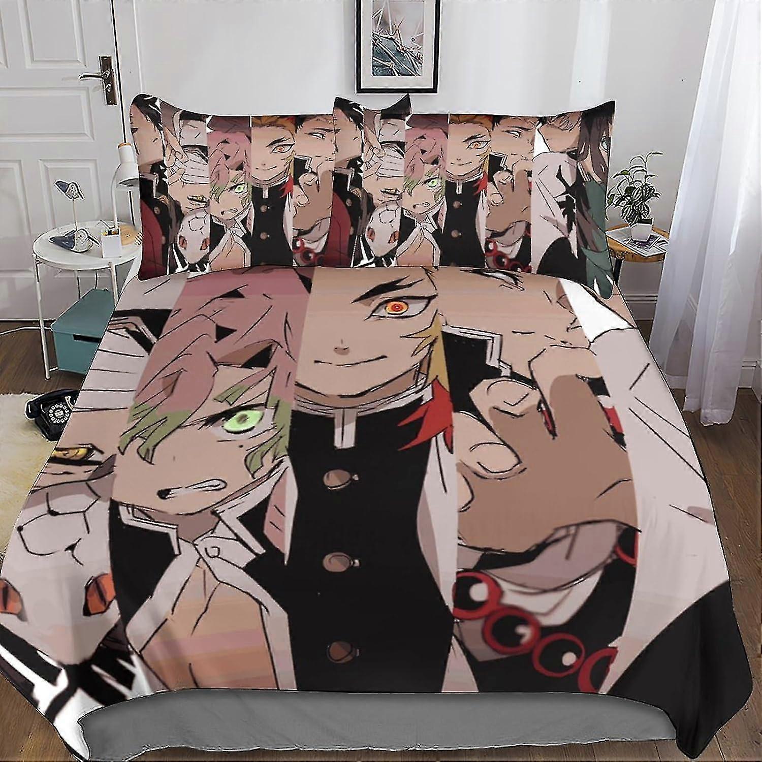 Ensemble de literie en microfibre de housse de couette anime, housse de couette à sang chaud imprimée en 3D, avec fermeture à glissière, douce pour plus de confort