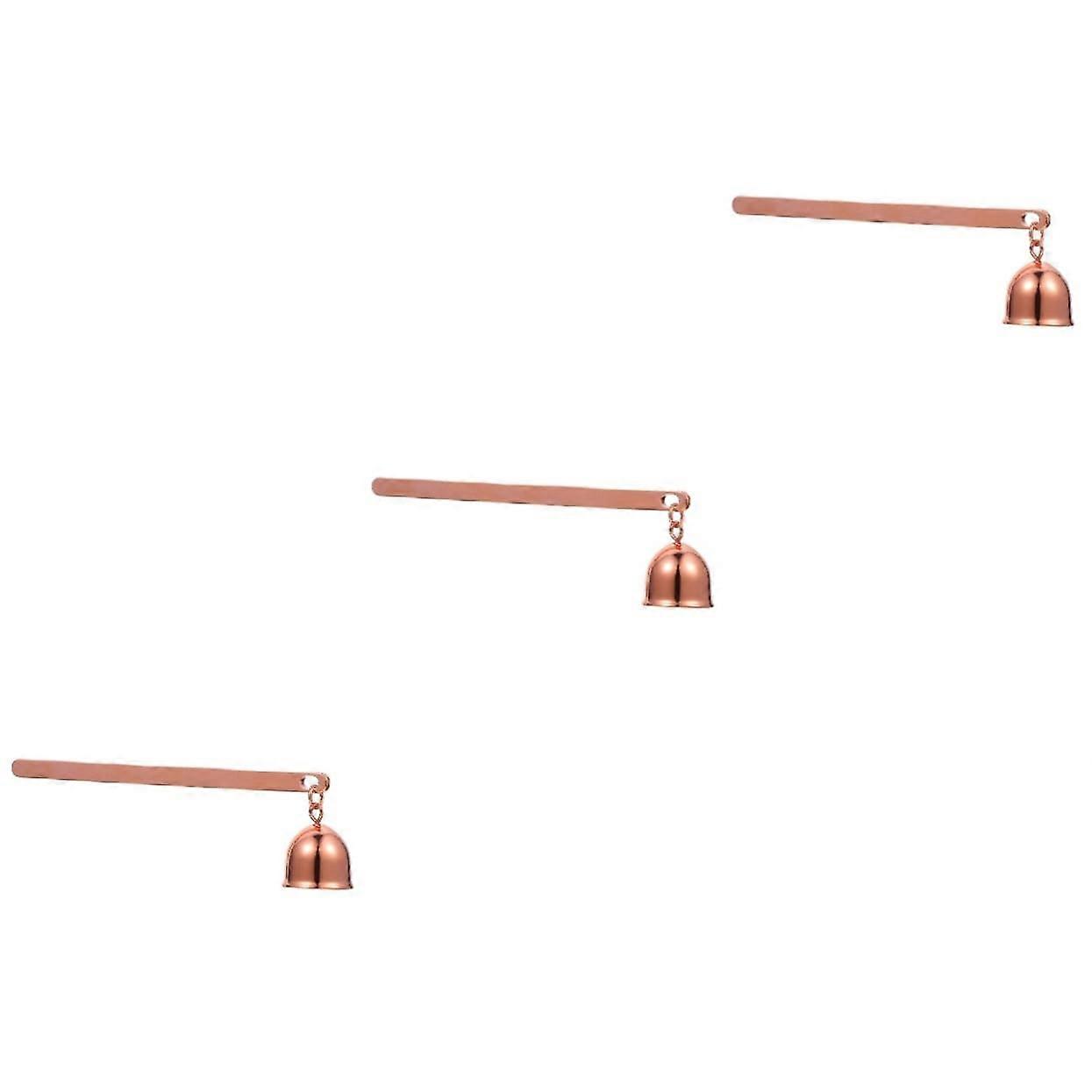 Candle Snuffer Wick Cutter Set of 3 Pieces, Black Candle Extinguisher Tools, Earth Color, 16x3.7cm, Rose Gold Accents