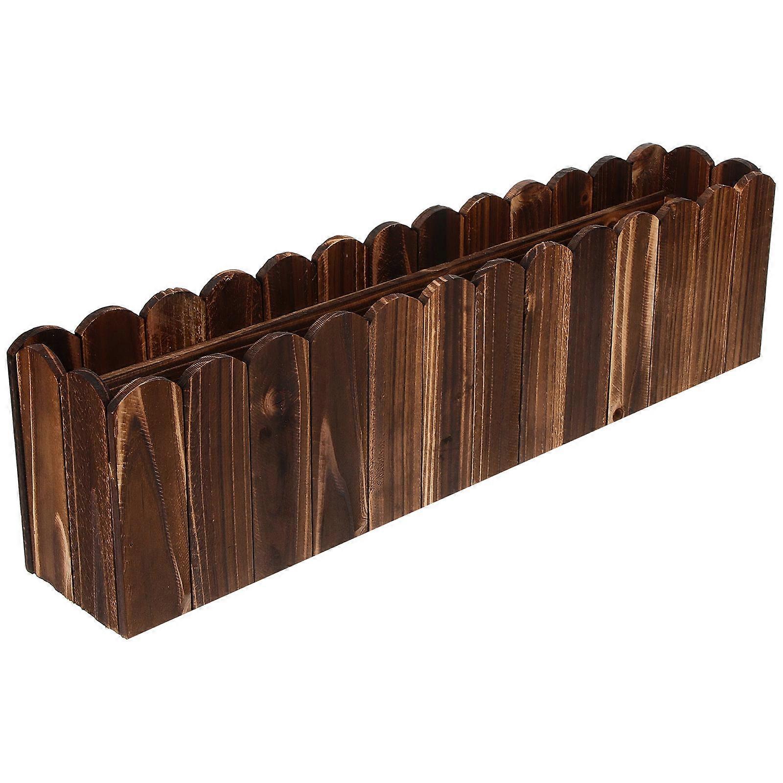 Indoor Window Planter Log Planter Rustic Style for Fake Flowers Dark Brown Small Size Homeowners 1Set