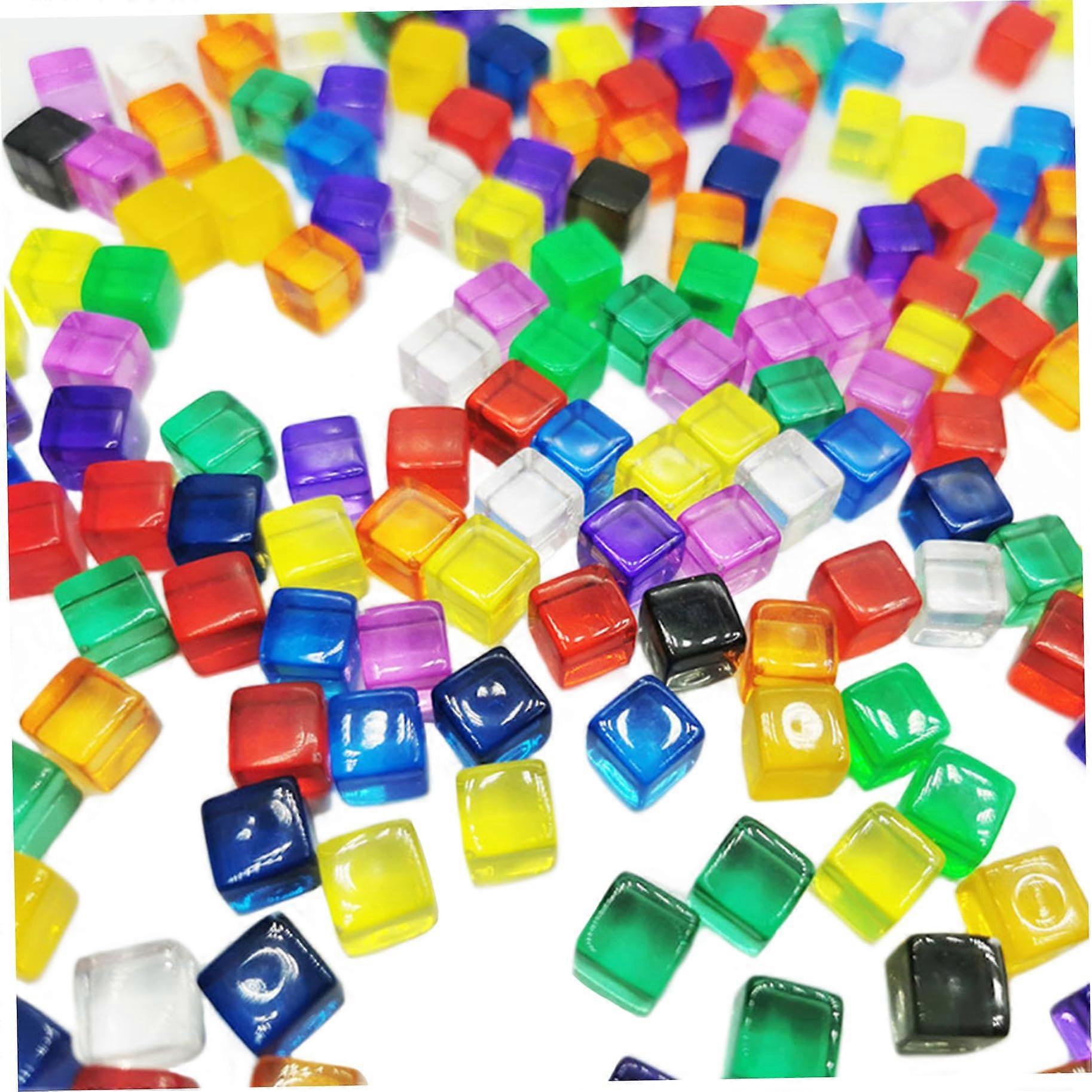 Gemstone Blocks, Colourful Dice, 200 Pieces, Acrylic 8 mm, D6 DICE Set, Transparent