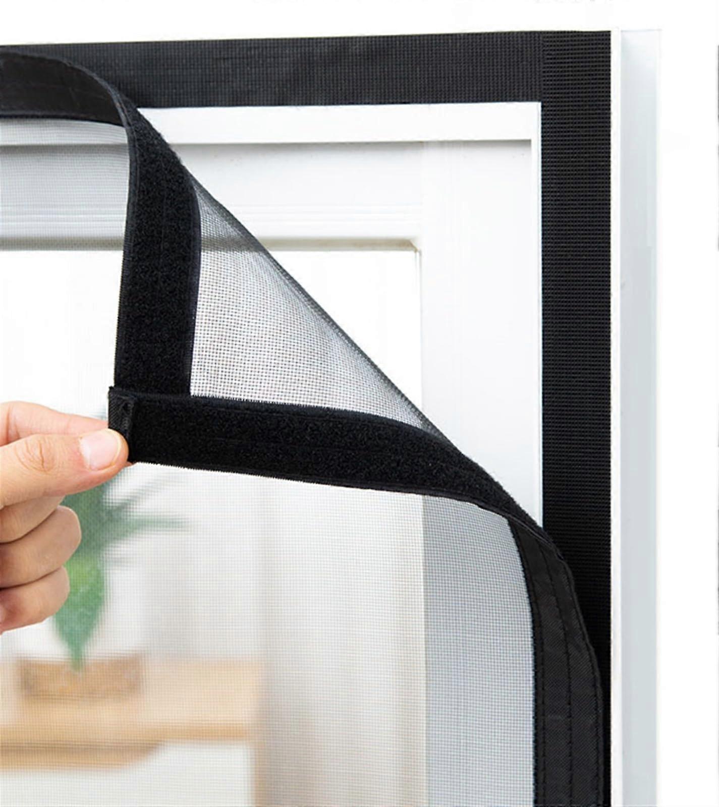 Stainless Steel Cat Safe Fly Screen 90x100cm Gray Mesh Black Frame Removable Window Net Insect Protection