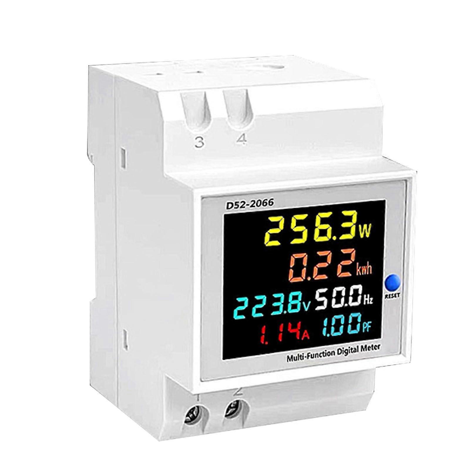 Home Digital Display Electricity Meter Monitors Voltage Current Power Factor Electrical Energy Frequency Meter Permanently 300V