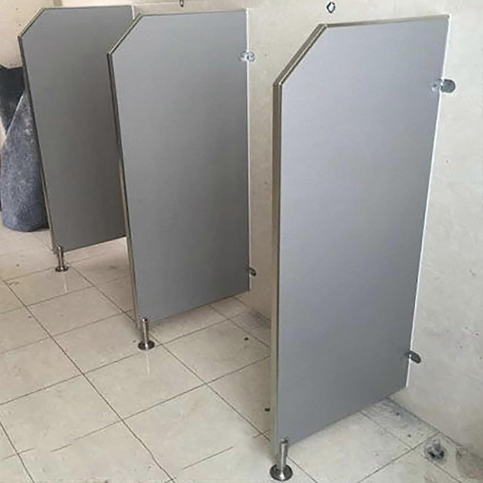 Aluminum alloy urinal screen, floormounted, privacy panel with stainless steel corner for public men's restrooms, 5 pieces.