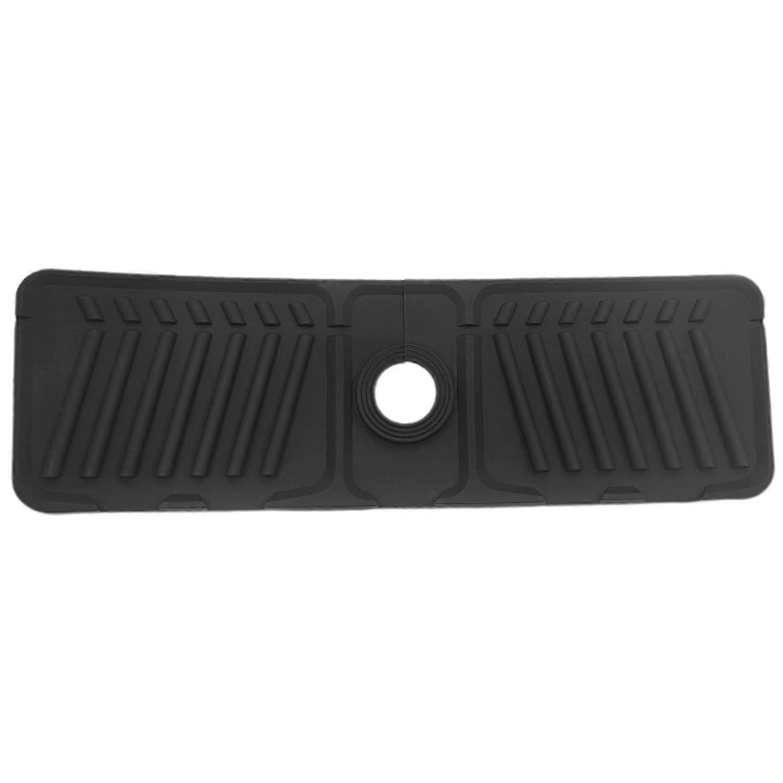 Faucet Mat Multifunctional Sink Drainage Mat Countertop Protector Splash-proof Pad Silicone for Kitchen--Black