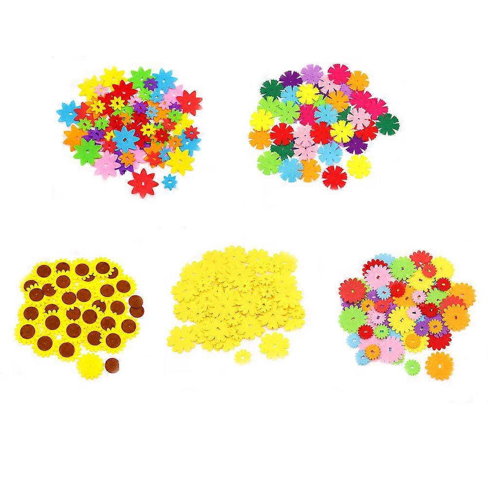 Kids Crafts Flower Stickers Set Non-Woven Fabric Stickers Flower Petal DIY Craft Room Decoration Assorted Color 5 Sets