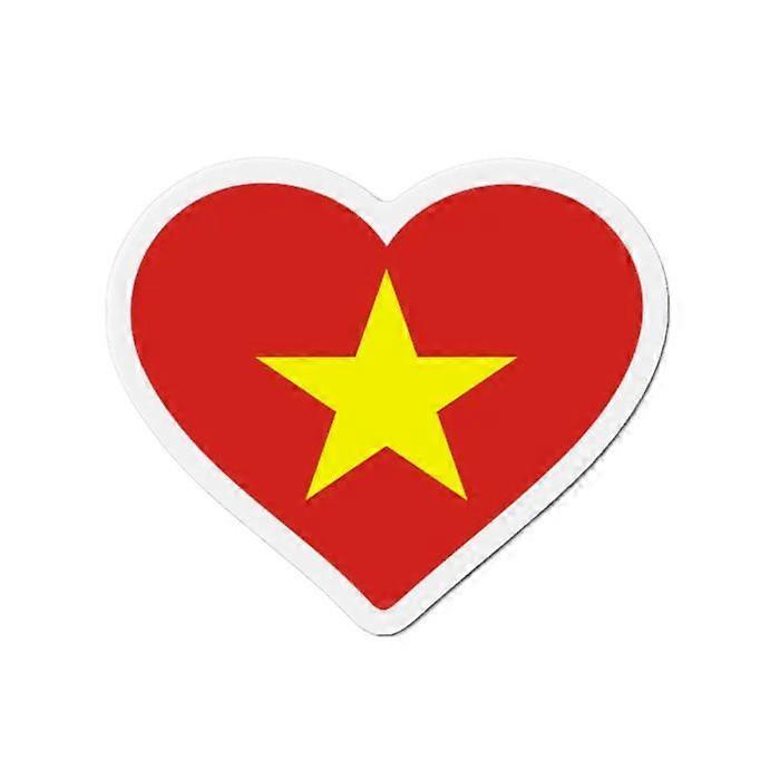 Vietnam Flag Heart Magnet - Multicolored - 8 cm - 50 pieces - Synthetic Resin - Unisex