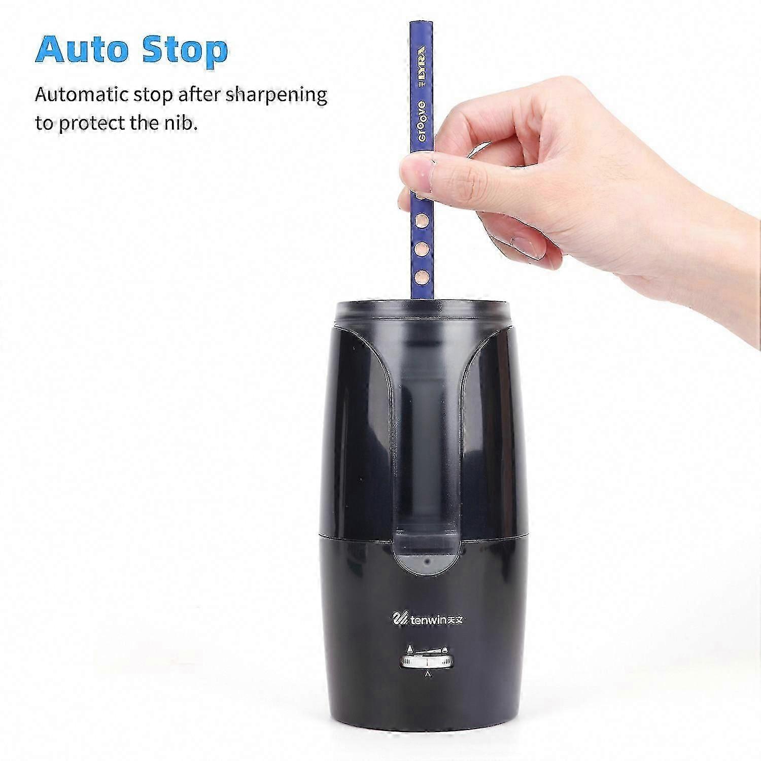 Tenwin Automatic Electric Pencil Sharpener - Heavy Duty Helical Blade for Fast Adjustable Sharpening