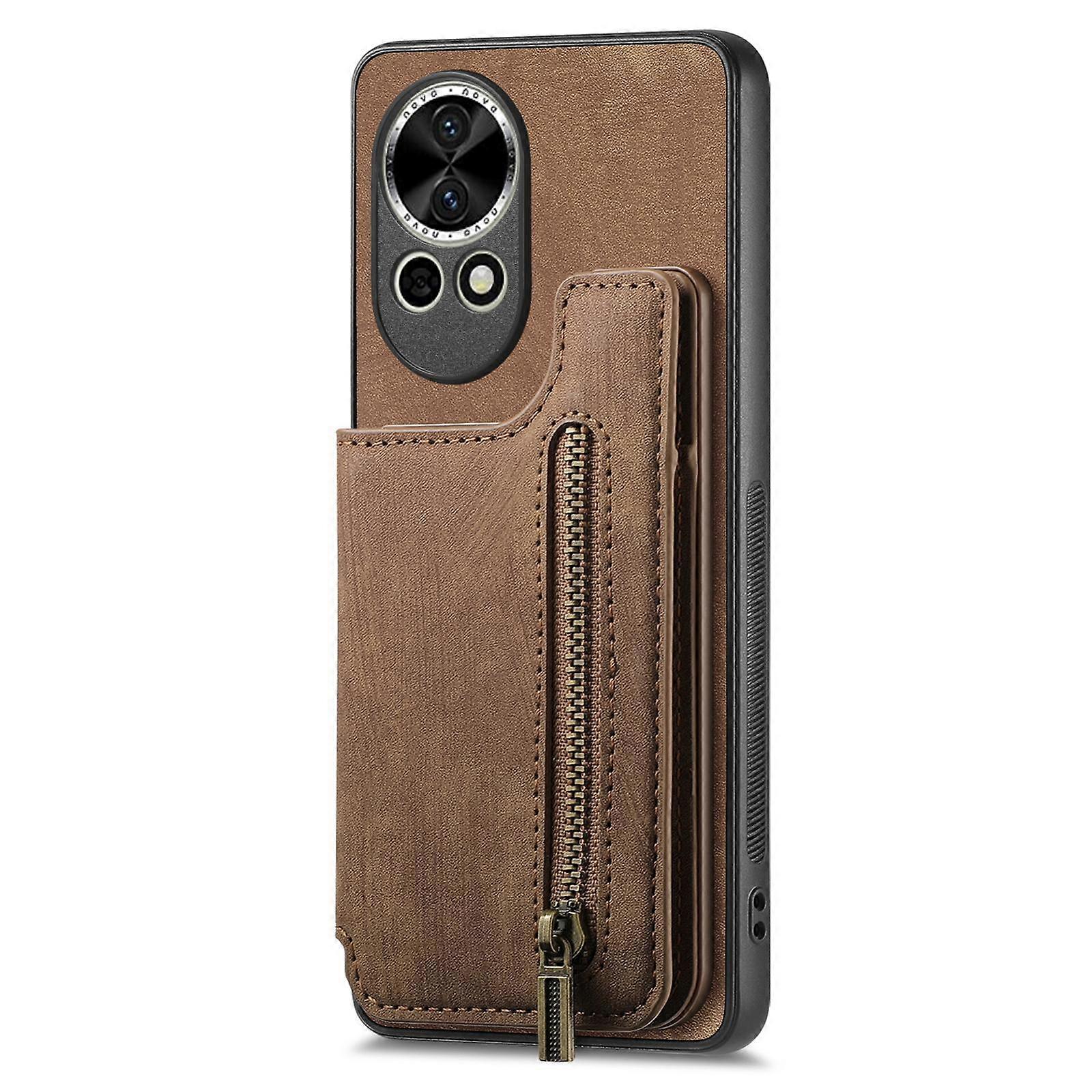 Retro Leather Zipper Wallet Back Phone Case