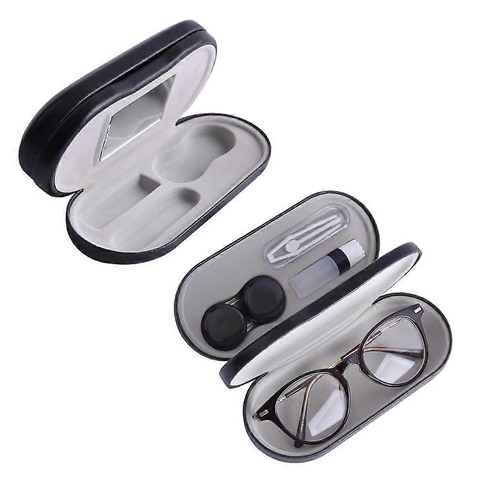 Double Layer Glasses Case with Built in Mirror, Durable Sunglasses Box for Men and Women – White Eyewear Protector for Convenient Storage