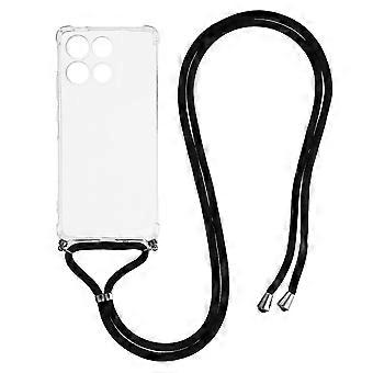Compatible For Motorola Moto G86 5G Case Reinforced Corner TPU Clear Phone Cover with Lanyard