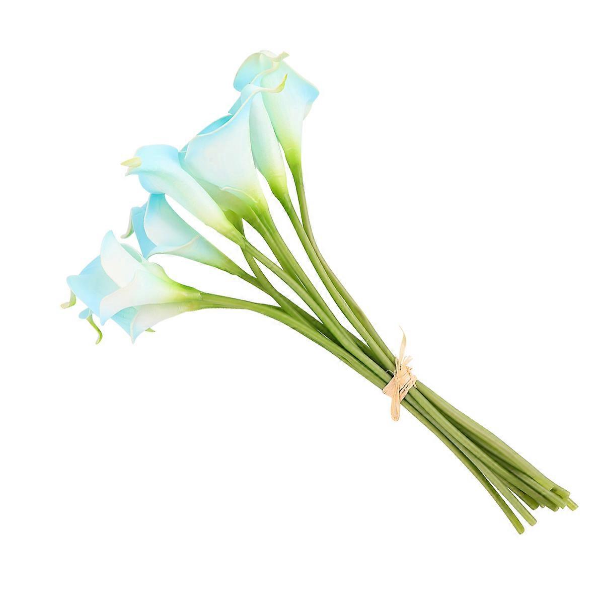 Blue Real Touch Artificial Bouquet Set – Flexible PU Floral Arrangement for Wedding, Party & Home Decor – DIY Floral Centerpieces for Bride & Event