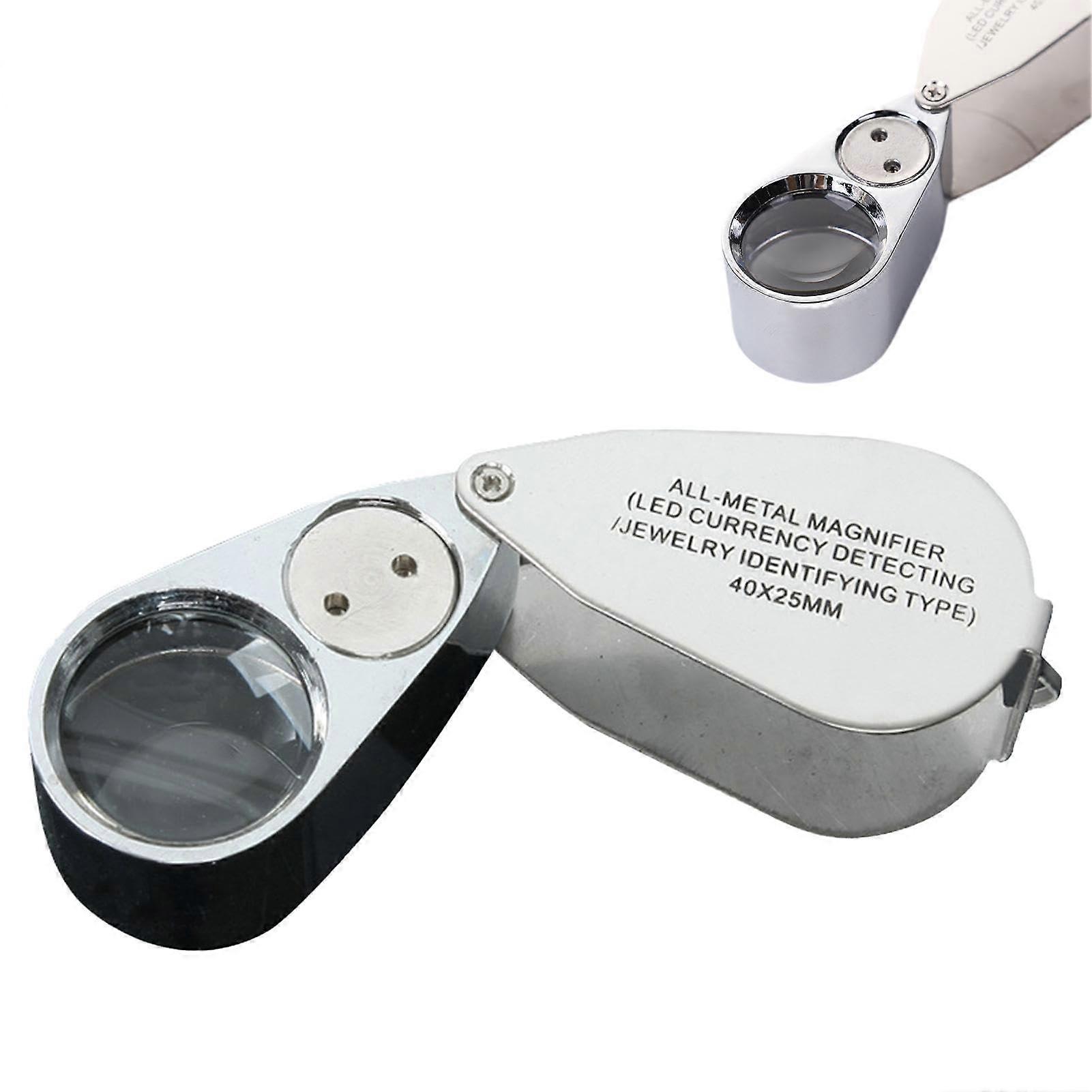 LED Illuminated Magnifying Glass with Light, Foldable Reading Magnifier, 40X Handheld Magnifier with UV Light for Macular Degeneration