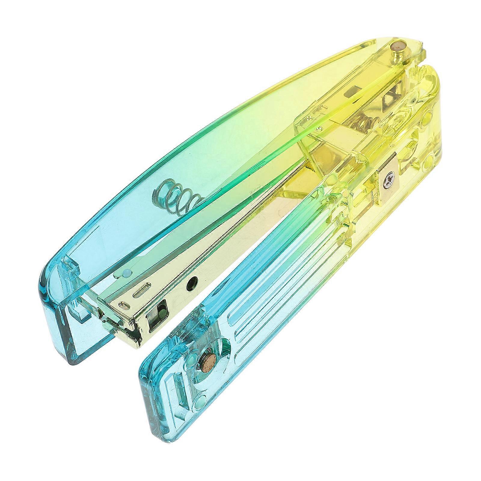 Modern Desktop Stapler Blue Yellow Gradient Paper Stapling Home Use 1Set