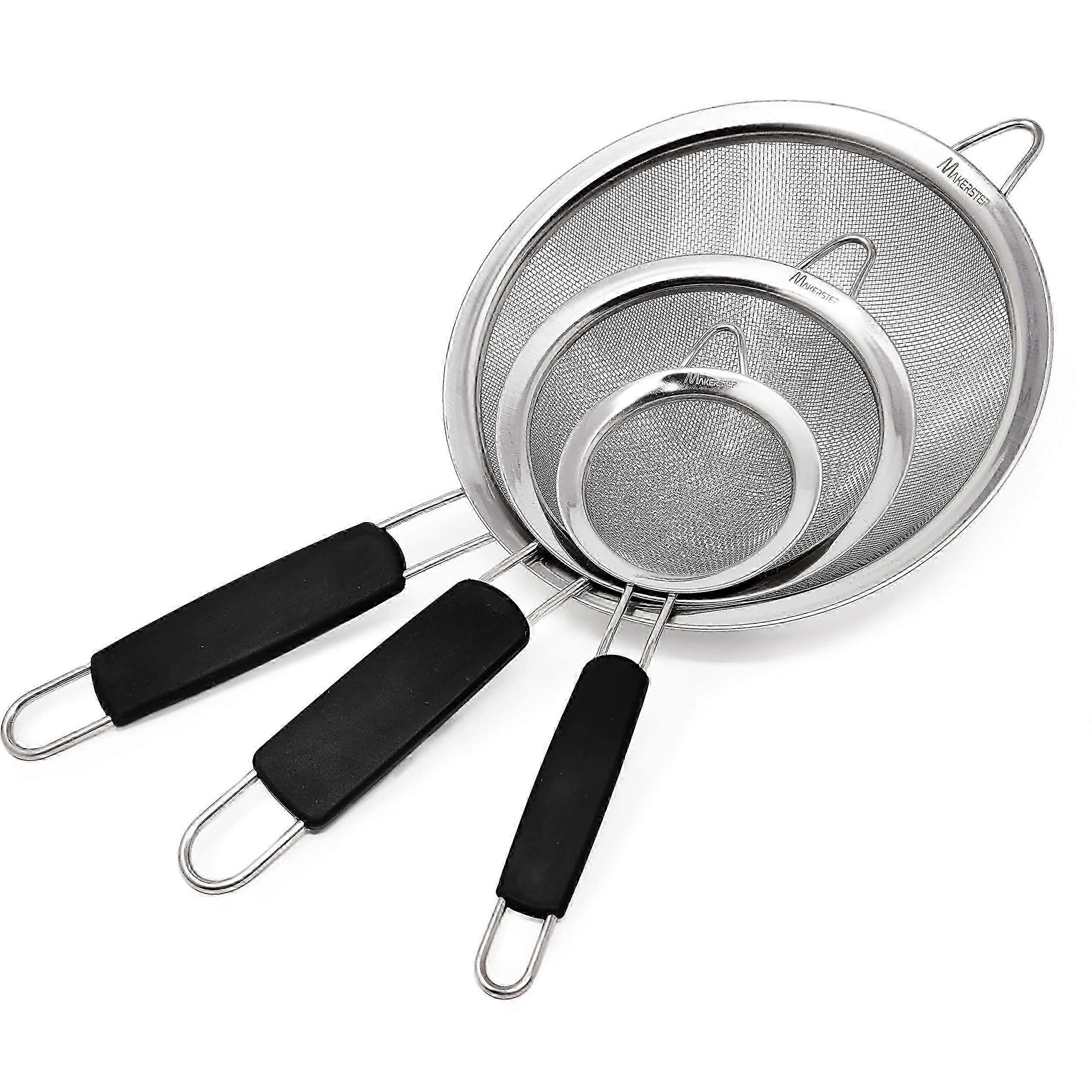 3-Piece Mesh Strainer Set - Insulated Handle Kitchen Tools 2025
