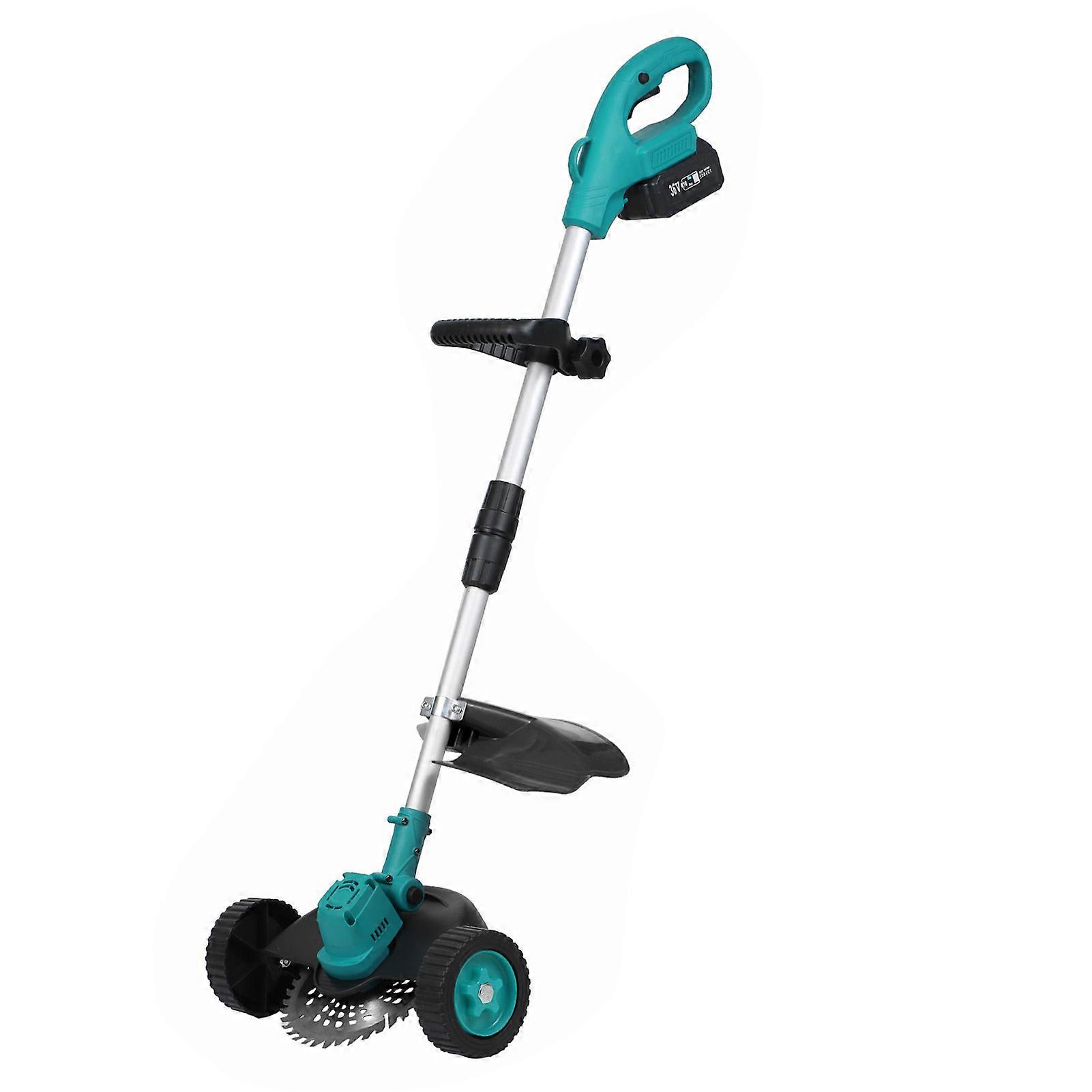 便携式无刷手持式割草机电动割草机无绳割草机，可调节伸缩杆，带辅助轮子，用于院子，Gard