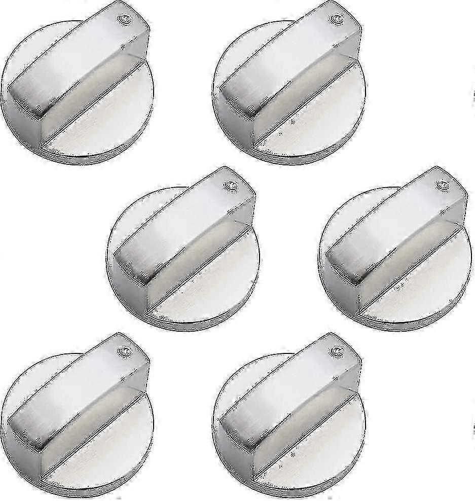 6-Pack Universal Gas Stove Knobs - 6mm Metal Control Dials for UK Cookers