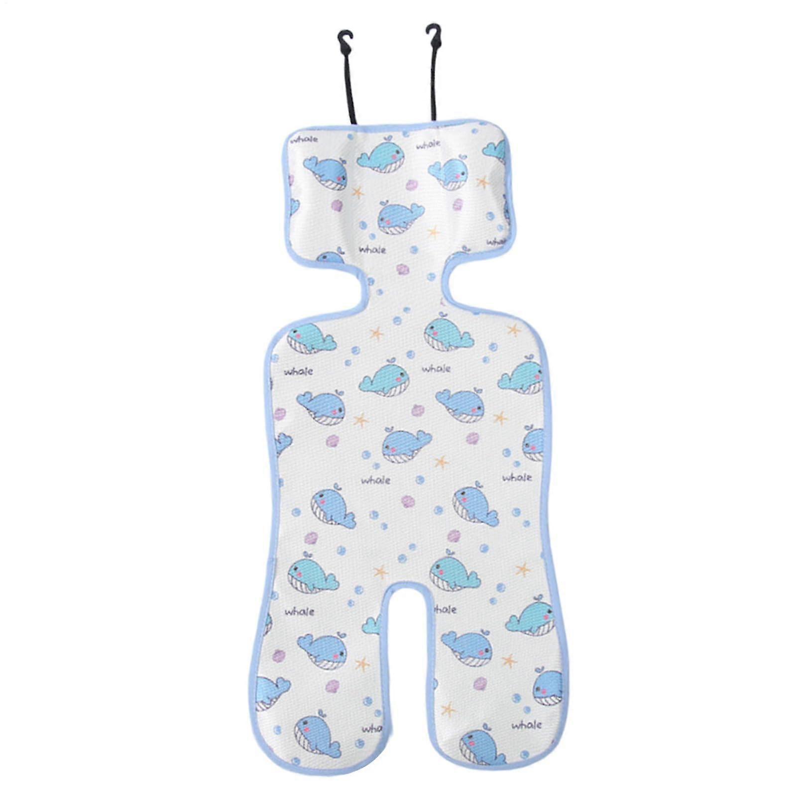 Cooling Pad Baby Stroller Car Seat Liner 27.56x12.99 Inches Soft Breathable Cushion Blue Whale Design for Summer Travel