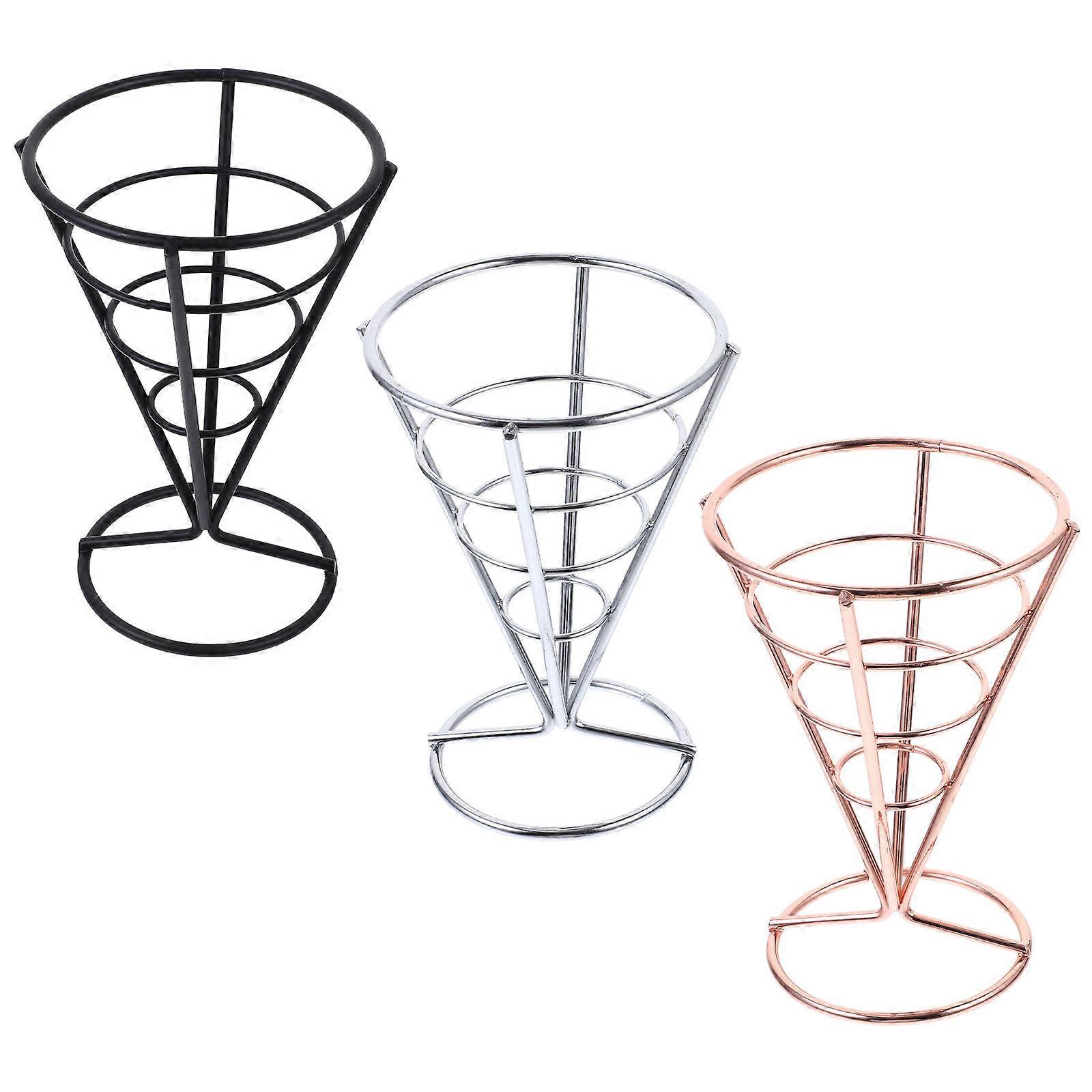 Metal Ice Cream Cone Holder 3Pcs Assorted Color Iron Display Stand for Home Use
