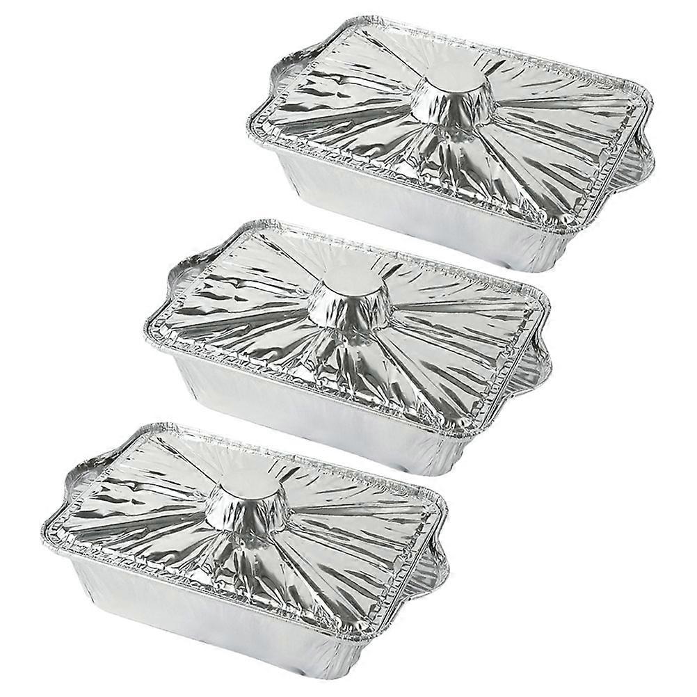3pcs Aluminum Foil Baking Pans with Lids, Rectangle Food Containers for Barbecue, Camping, and Picnics, High Temp Resistant for Roasting Fish, Meat,