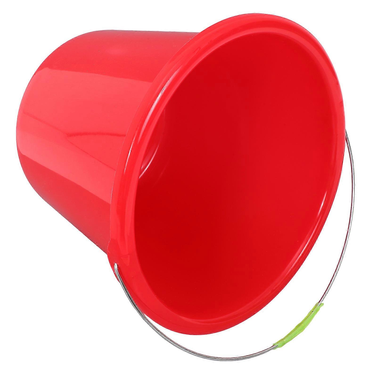 Red Plastic Paint Pail with Ergonomic Handle for Storage Large Capacity Utility Water Bucket 5 Gallons