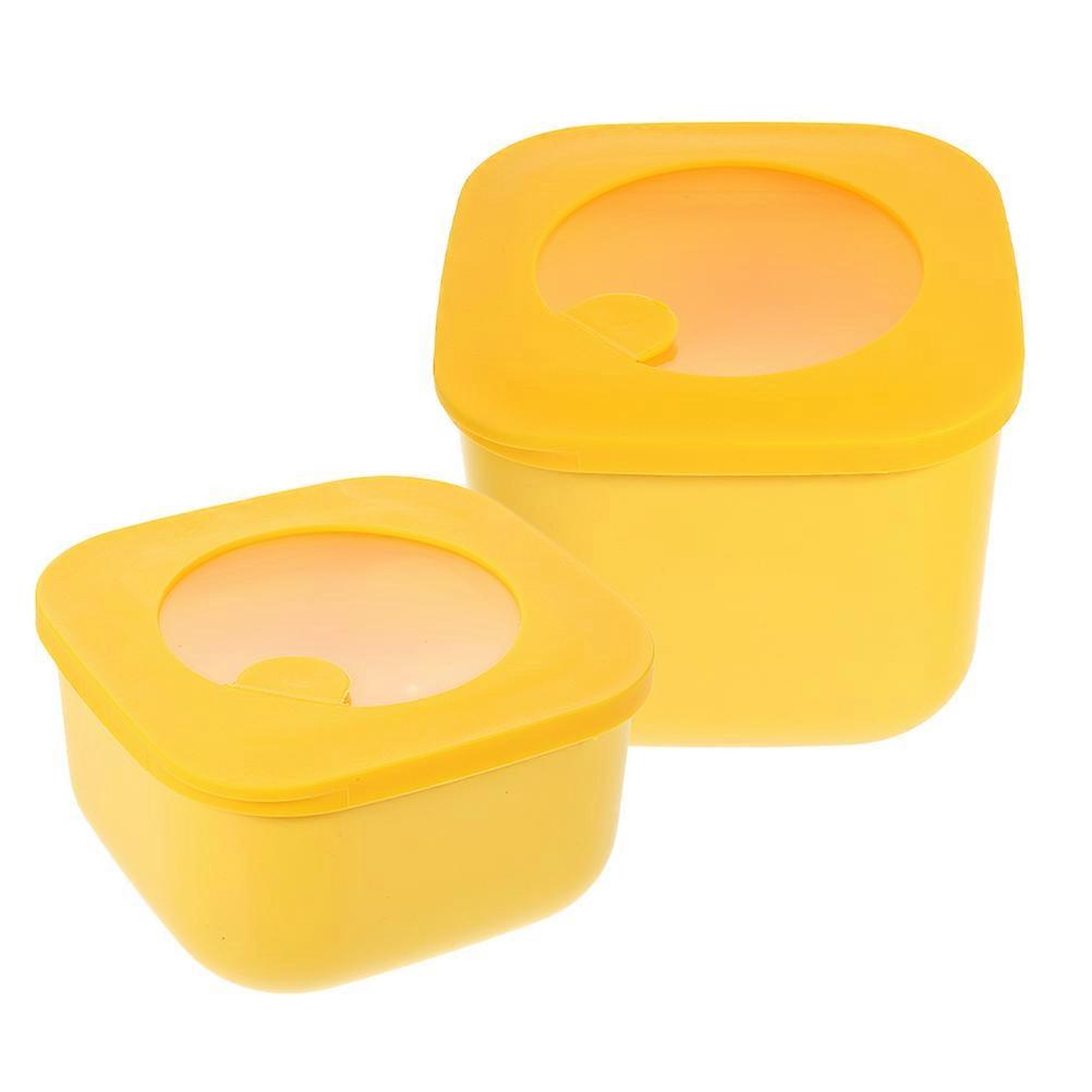 Yellow Cheese Storage Container for Fridge Keeps Food Fresh and Clean with High Durability PP and Rubber 2pcs