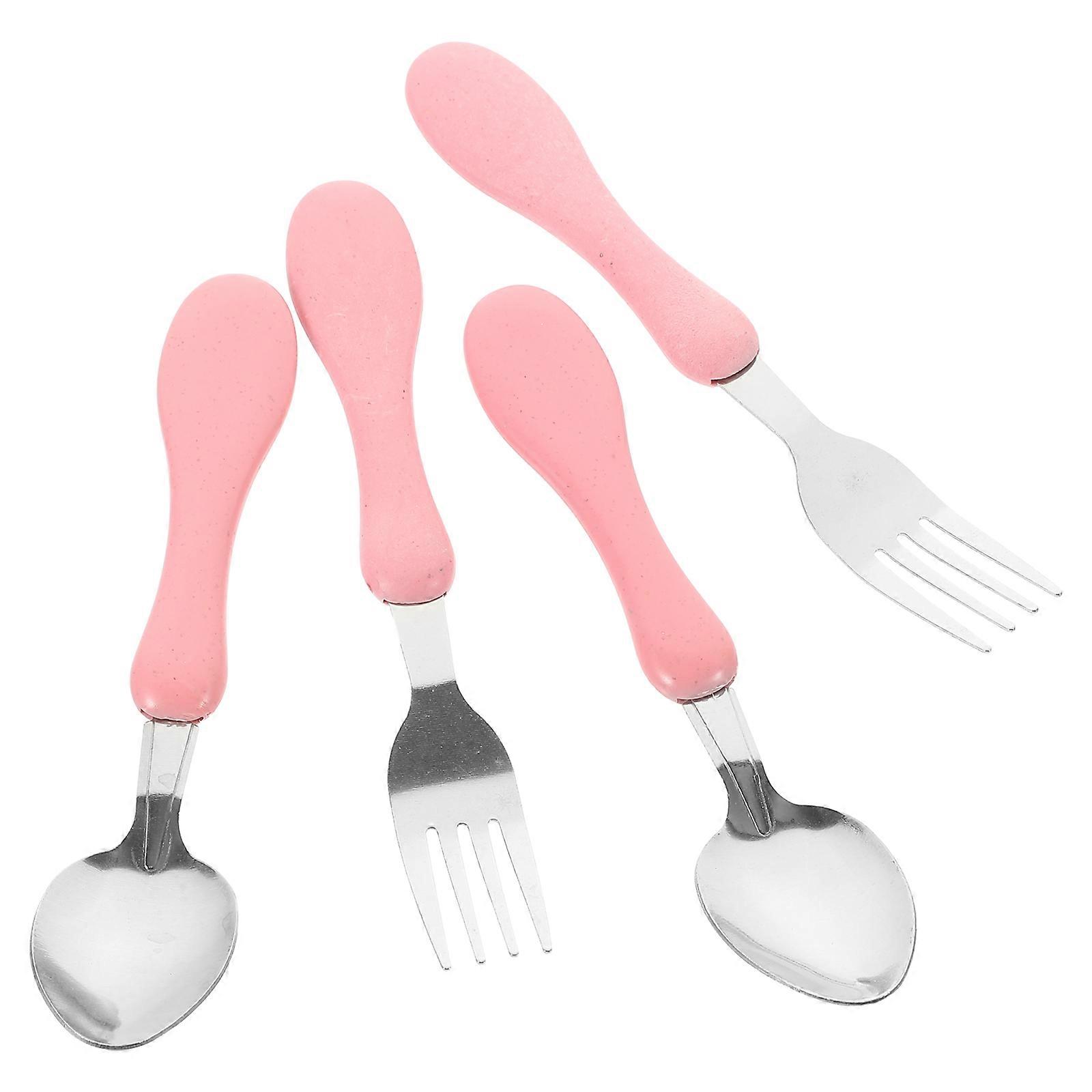 Børneservice Baby Fodring Ske Rust Modstand Let At Rengøre Holdbarhed 4stk Pink