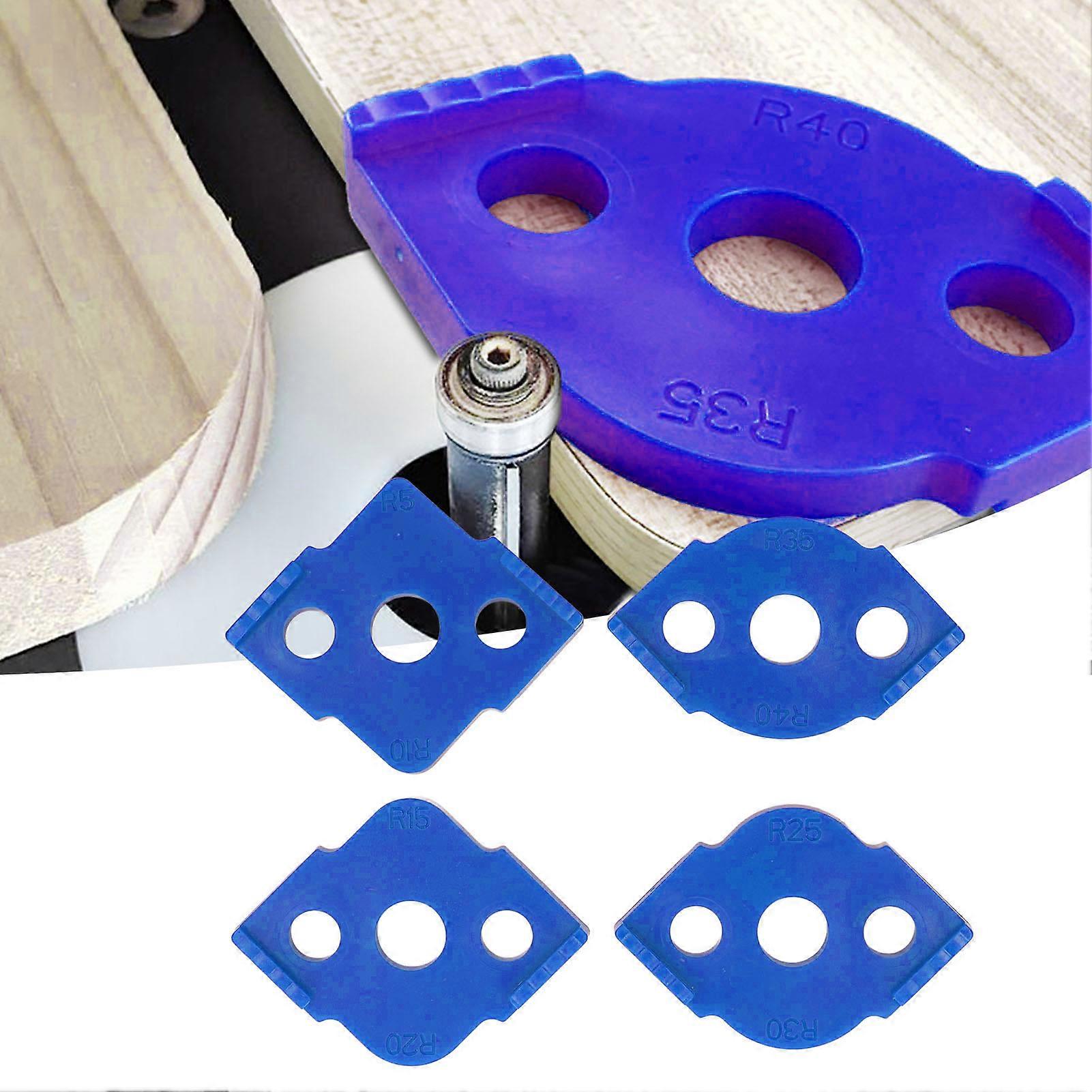 4 Pcs Radius Jig Router Template ABS Wear Resistant Woodworking Corner Radius Jig Half Rounded Corner Positioner Blue 
