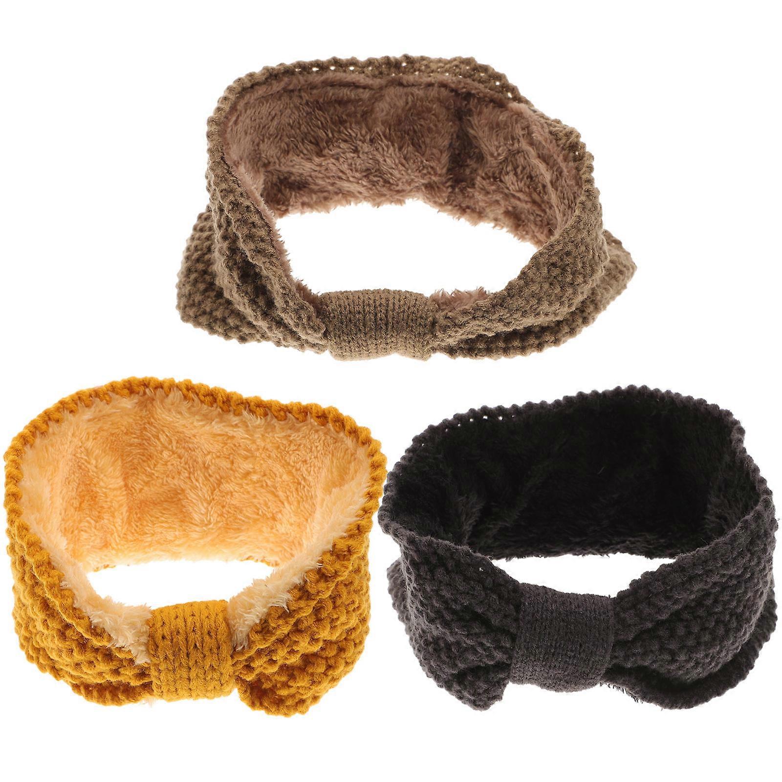 Women's Winter Knit Ear Warmers 3Pcs Headband Set For Outdoor Activities Such As Shopping Exercising Assorted Color