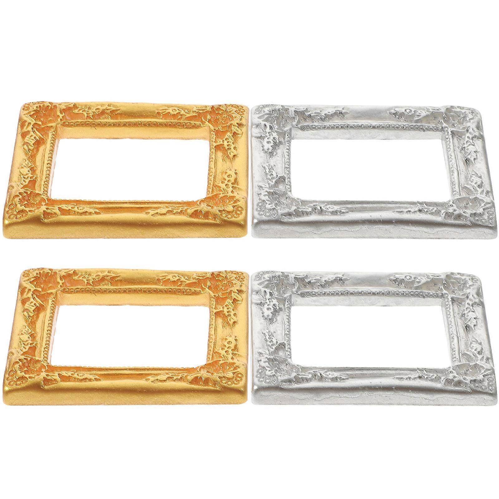 Miniature Retro Style Picture Frame For Artists Micro-Landscape Decoration Assorted Color 4Pcs