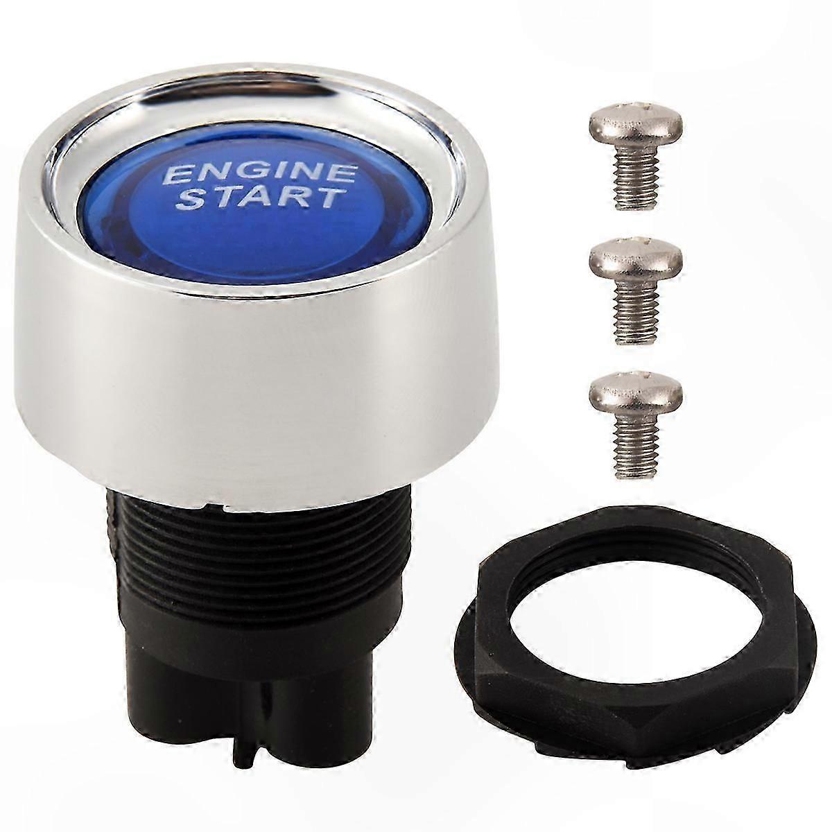 Blue LED Start Button for Car Engine - 12V 24V DC Power Control Switch