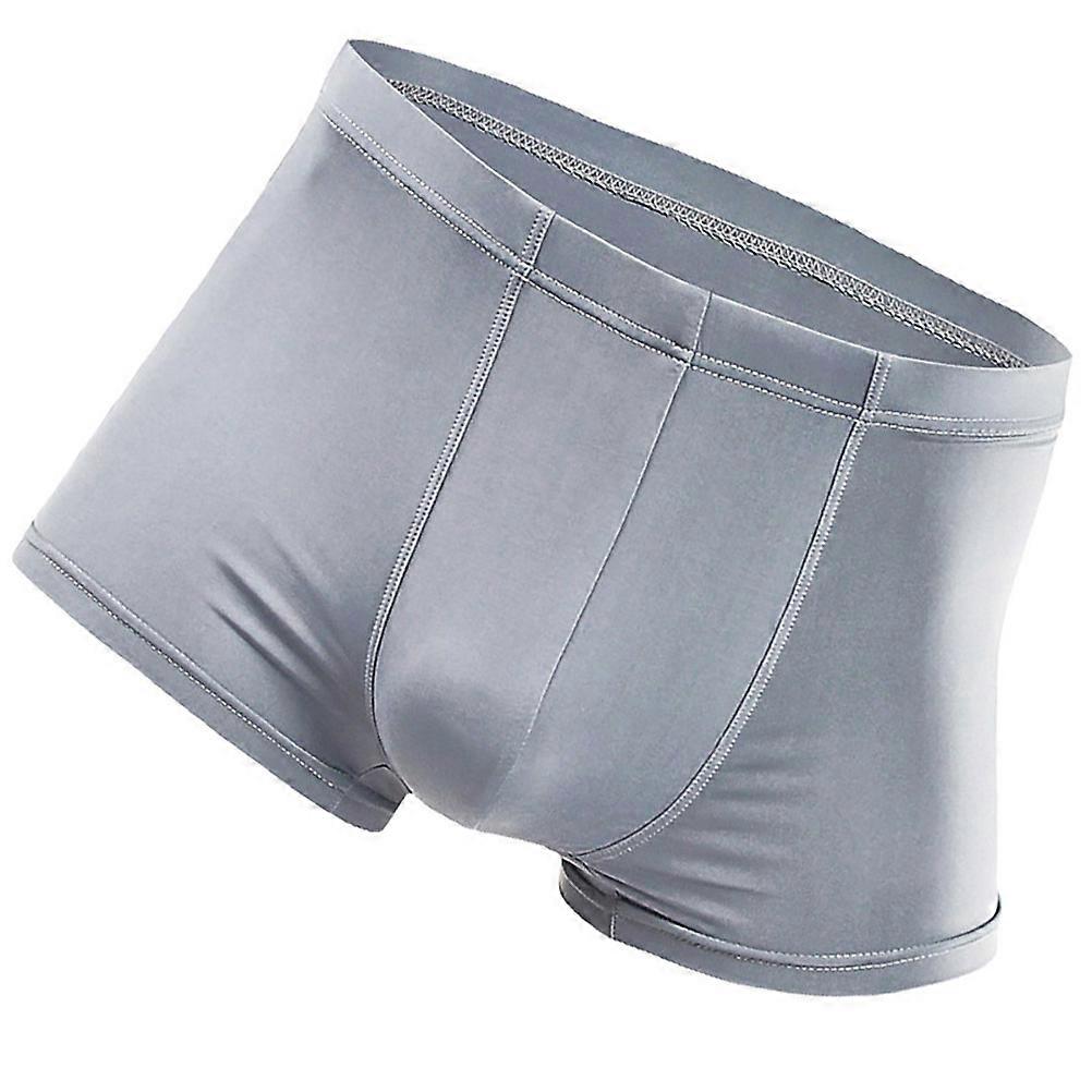 Breathable Ice Silk Seamless Underwear For Men Size 2XL Stylish Design Grey Lightweight 1Pack