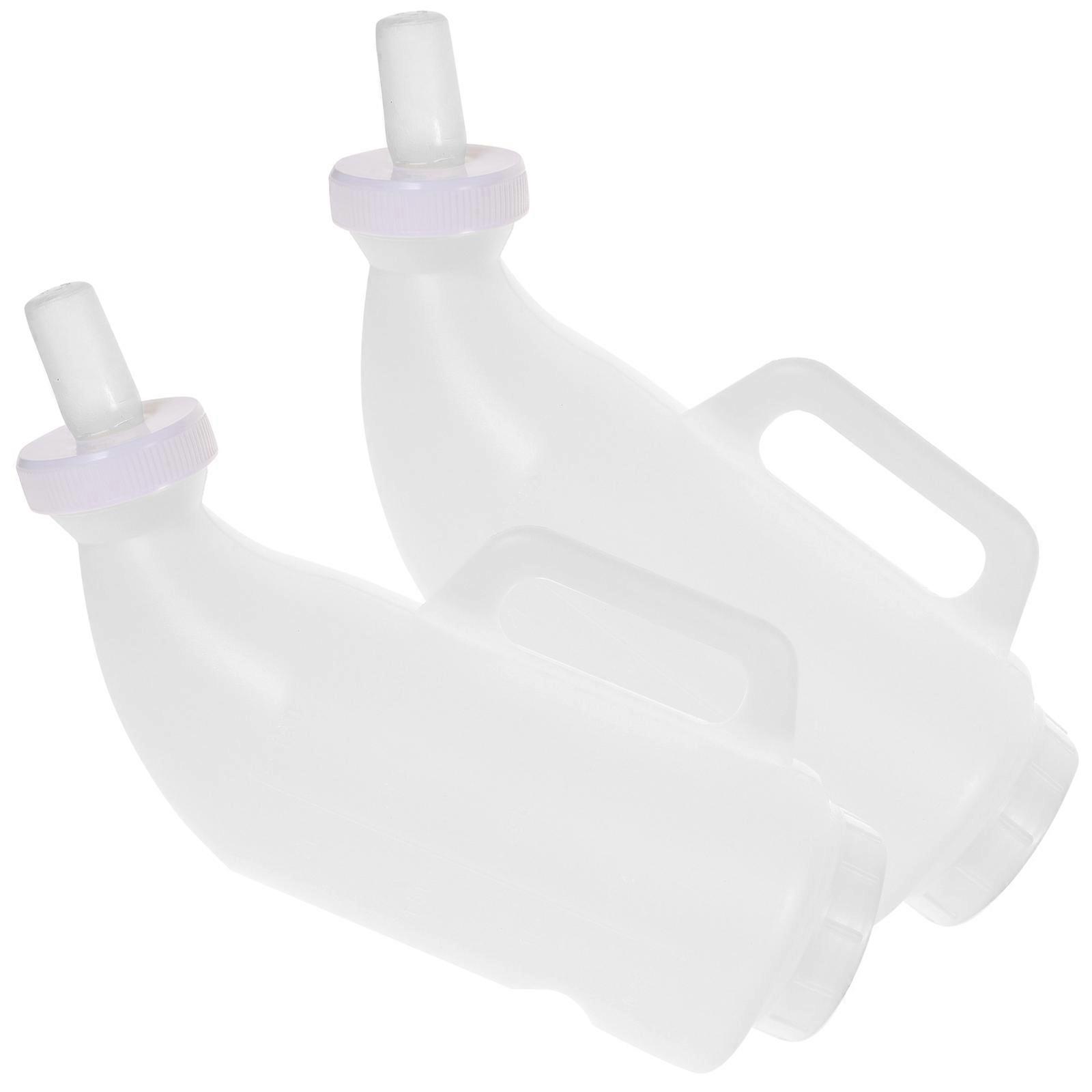 2 Sets Durable Calf Feeding Bottles for Newborn Livestock, Easy to Clean, Safe Nursing for Sheep and Cattle, White