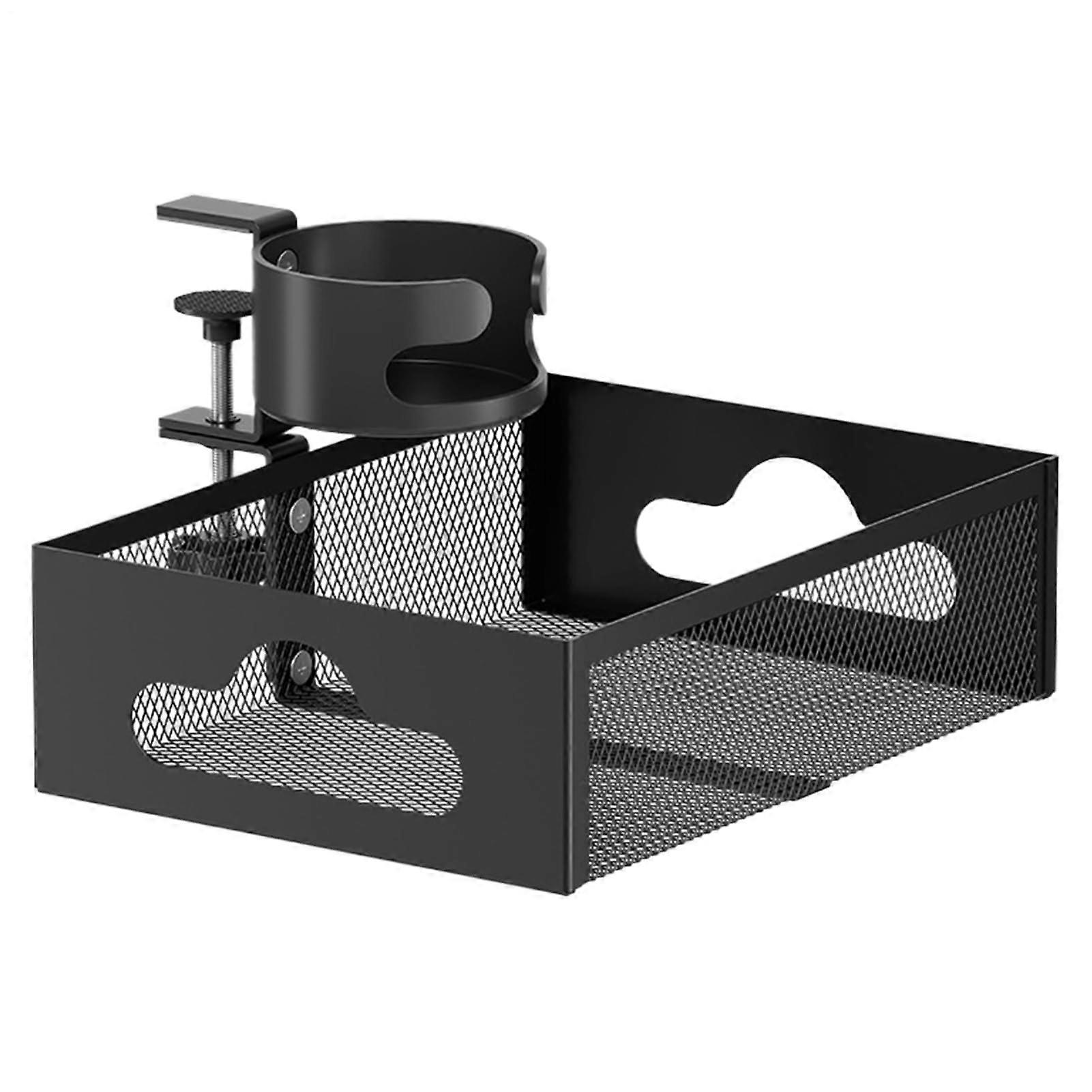 Under Desk Drawer Organizer | 360-Degree Rotating Desk Organizer for Phones, Water Bottles, Headphones, and Notebooks
