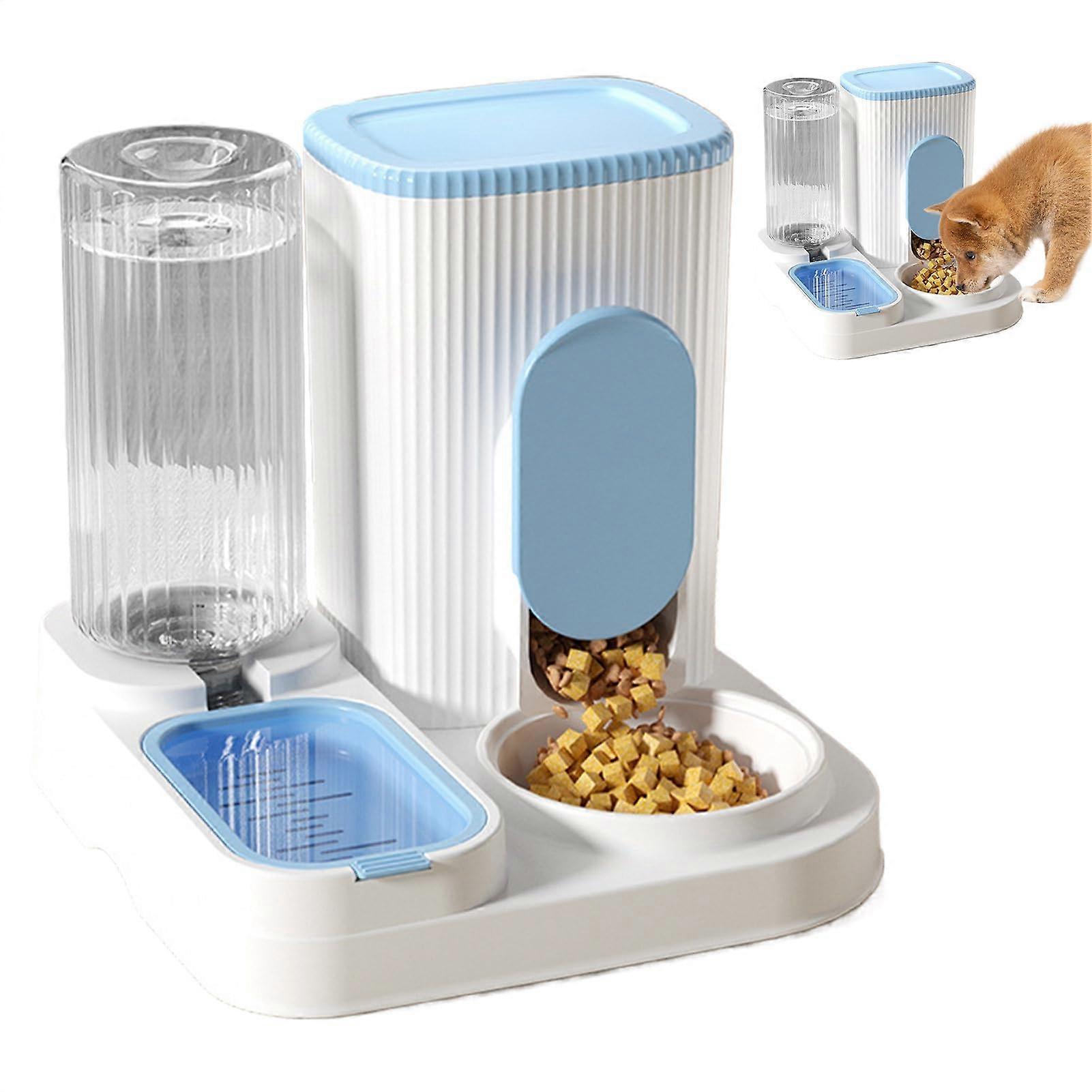 Automatic Cat Feeder  Hollow Baffle for Blocking Pets, Tightly Sealed Cover, Automatic Dog Bowl with Individual Feeding, Automatic Feeder with Blue