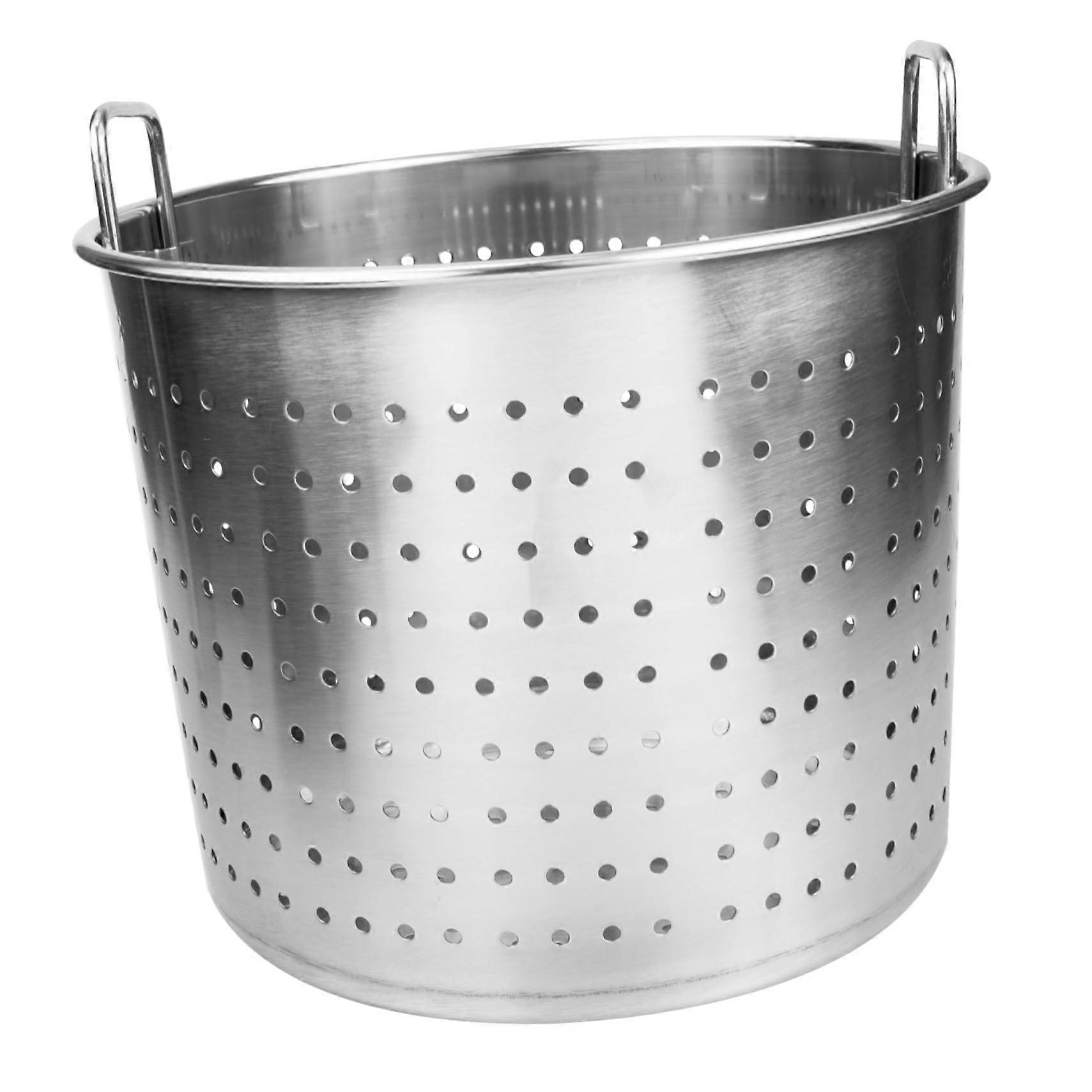 Lobster pot, leaky cooking pot with side handles for draining liquids, designed for meat and seafood, sandblasted finish.
