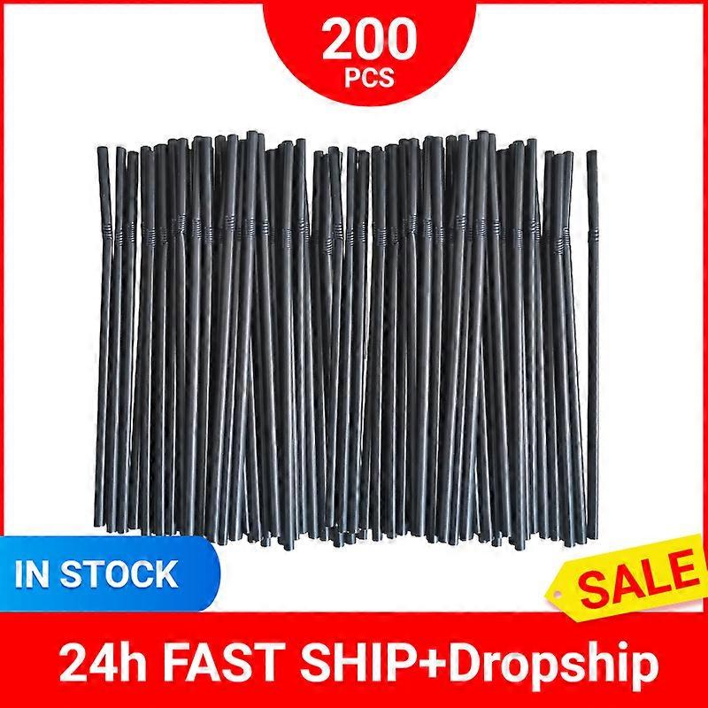 100Pcs 21*0.6cm Black Cocktail Straw Plastic Straw DIY Party Straw for Family Birthday Party Supplies Weddings