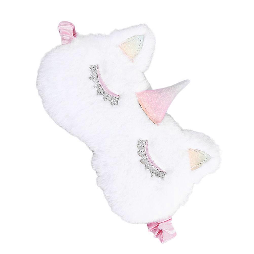 Sleeping Mask White Fluffy Eye Masks Unicorn Design for Sleeping Use