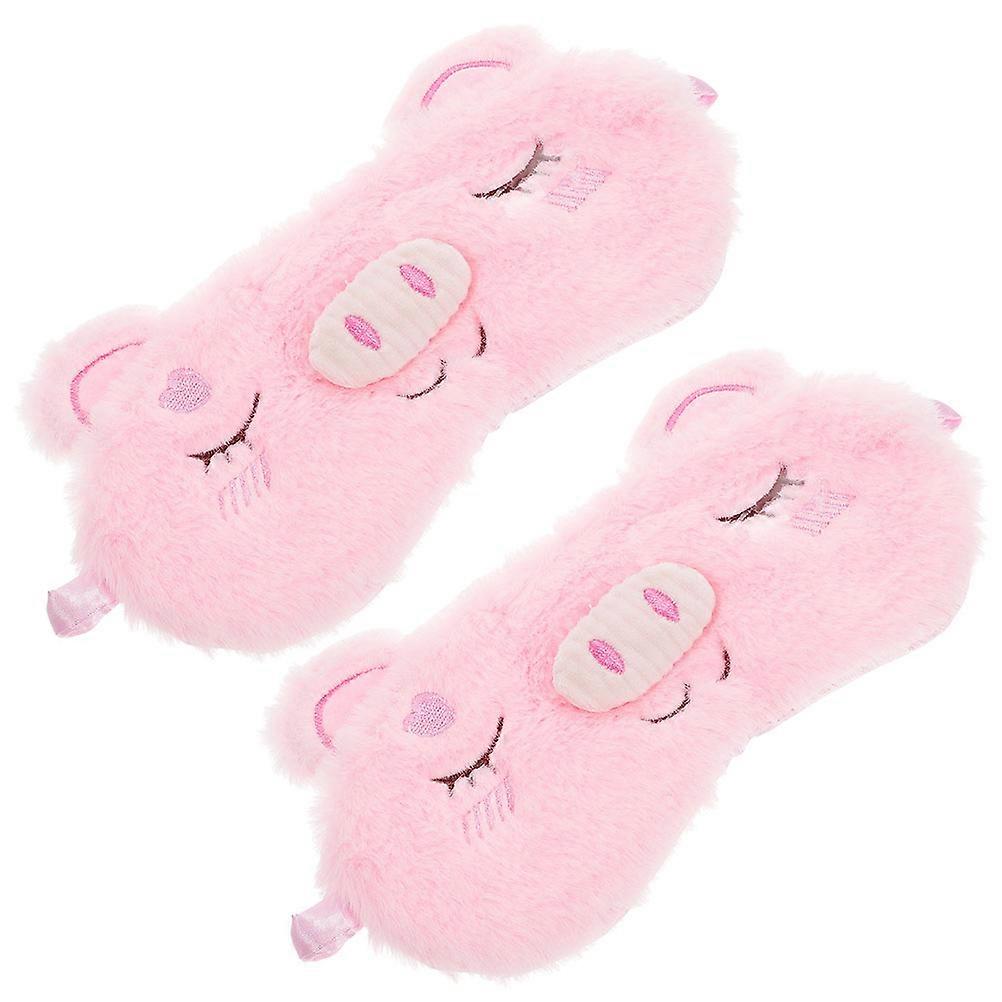 Cute Animal Themed Sleep Mask For Kids And Children In Pink Color With Soft Plush Material For Relaxation Aid 2Pcs