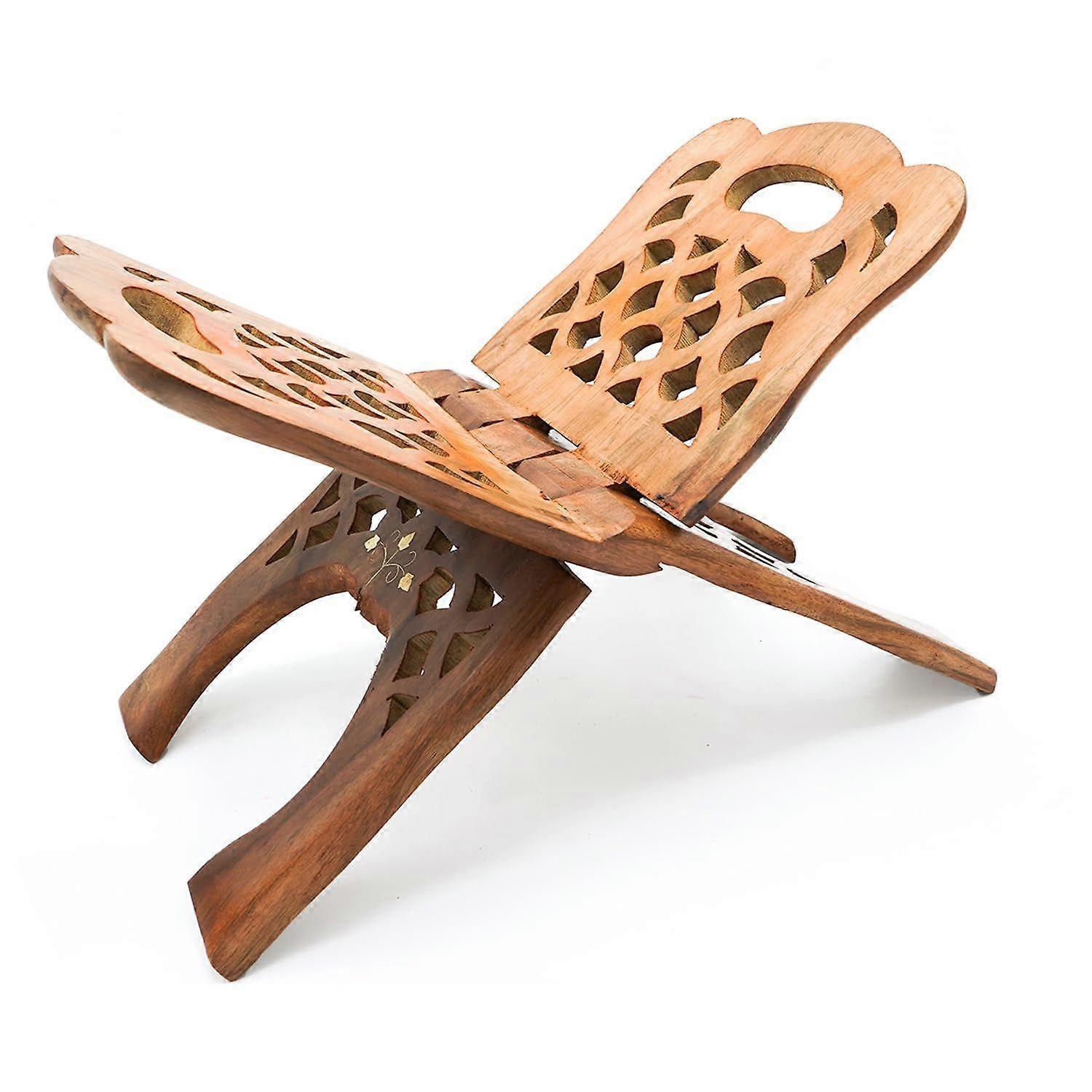 Handmade & Handcraft Sheesham Wooden Book Holder Display Stand | Folding Religious Prayer Free Reading Stand with Intricate Carvings|