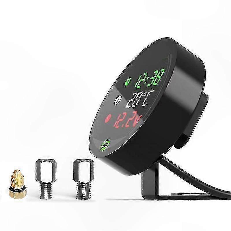 5-in-1 Motorcycle Digital Display Gauge with Waterproof and Night Vision Features for Voltage and Water Temperature Monitoring