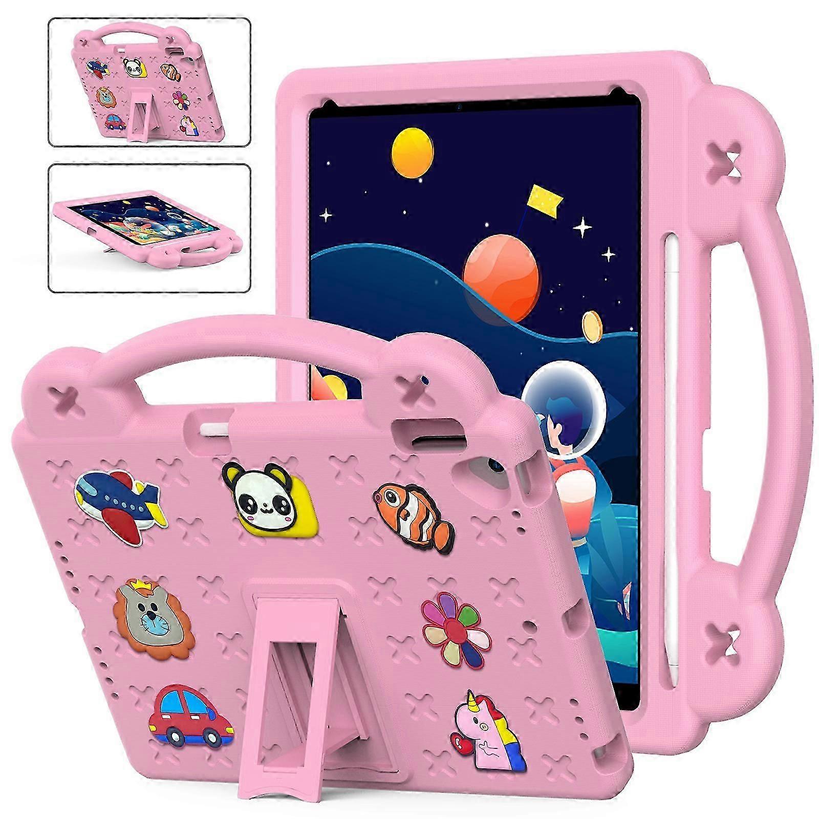 Ipad case for Ipad 10.9 (2022) kids tablet case shockproof light drop bracket tablet case with large handle and sturdy case. (Pink)
