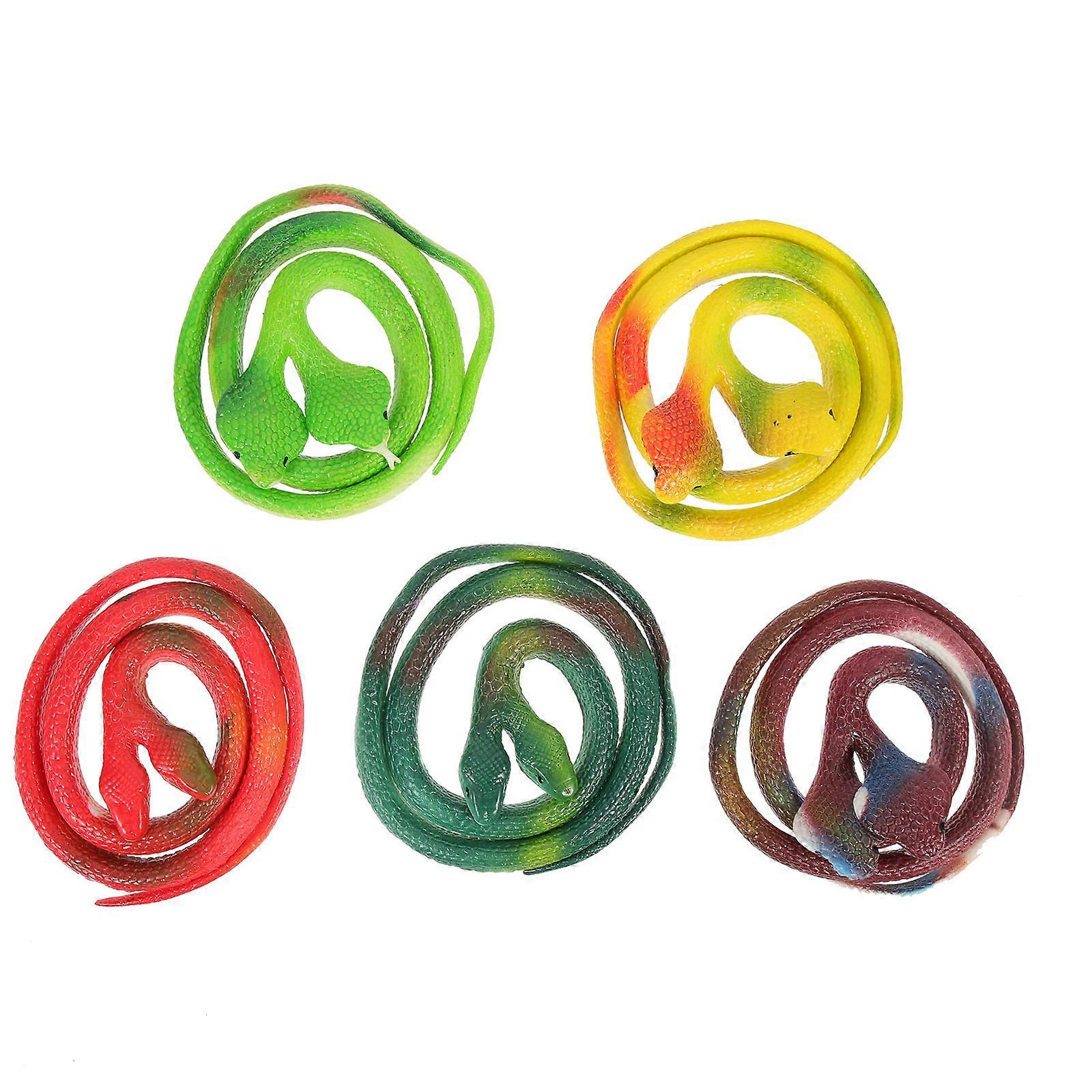 5pcs Double Head Rubber Fake Snakes – Realistic Scary Decorations for Halloween Party Pranks and Play