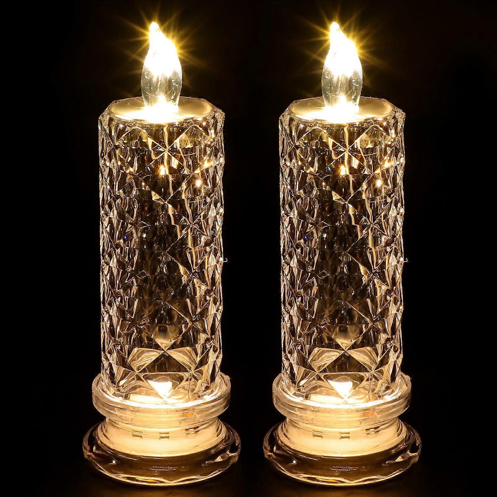 2Pcs Creative Led Candle Light Adornment for Atmosphere Lamp Decoration Transparent Plastic Night Light