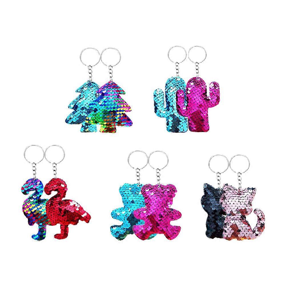 Hanging Buckle Keyring 10Pcs Fashion Sequins Keychain For Kids Daily Use Unique Gift
